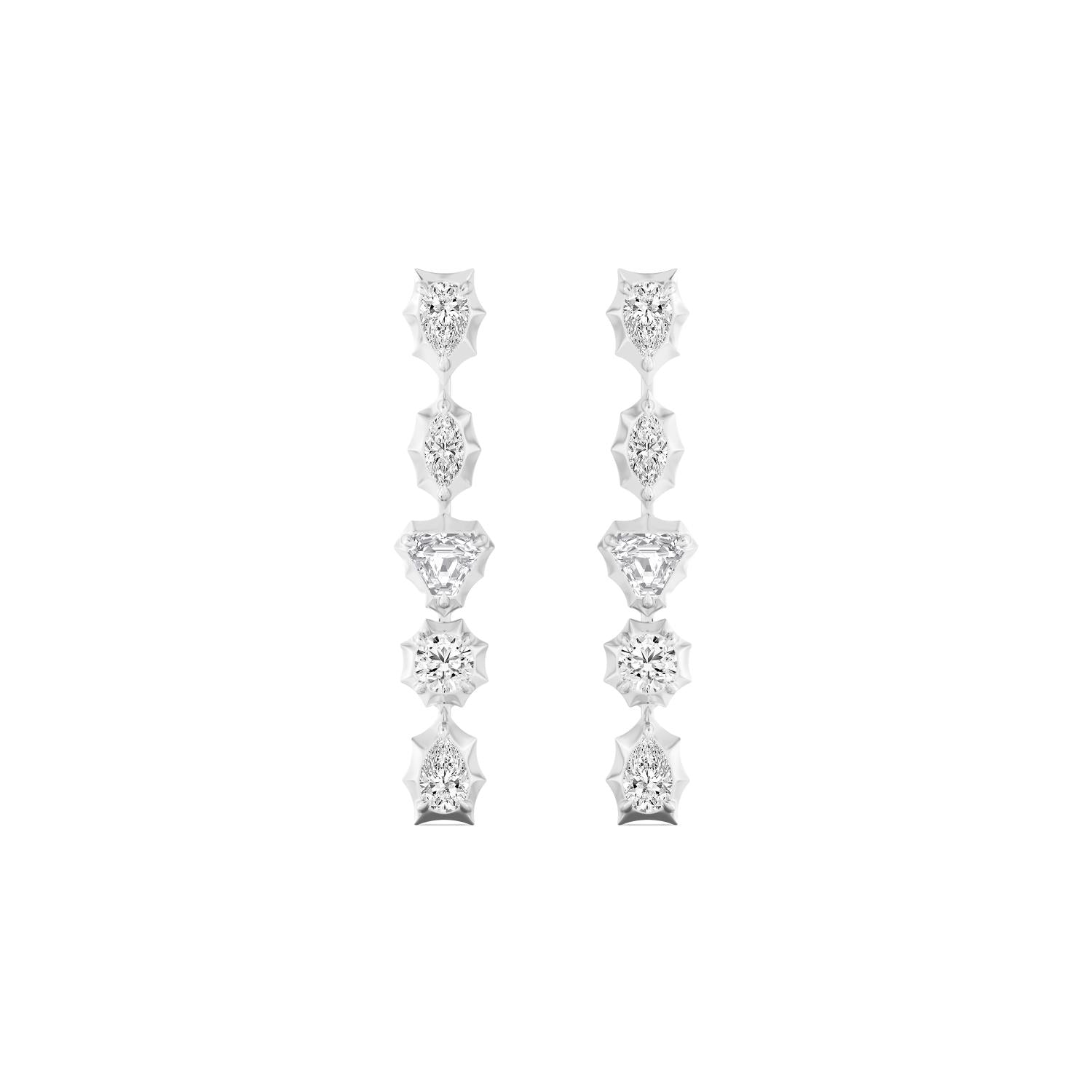 1.00ct Multishape Lab Grown Diamond Georgian Cut Down Drop Earrings