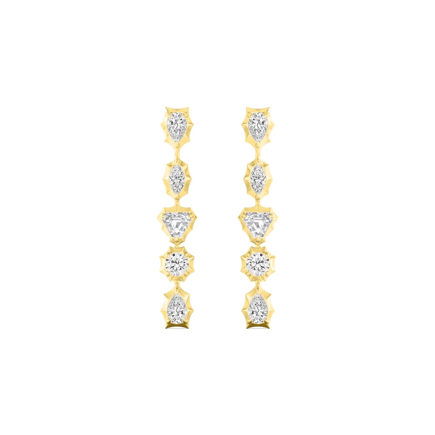 1.00ct Multishape Lab Grown Diamond Georgian Cut Down Drop Earrings