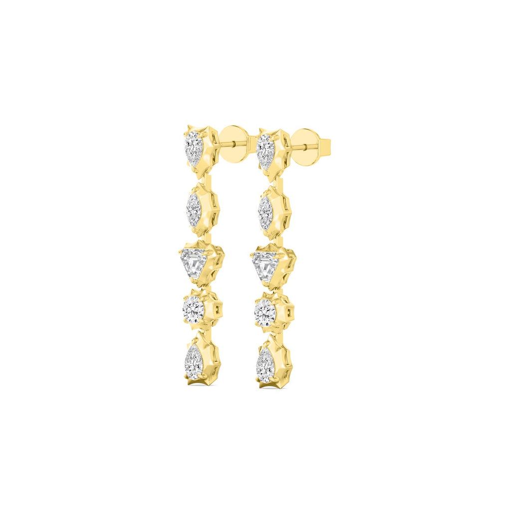 1.00ct Multishape Lab Grown Diamond Georgian Cut Down Drop Earrings