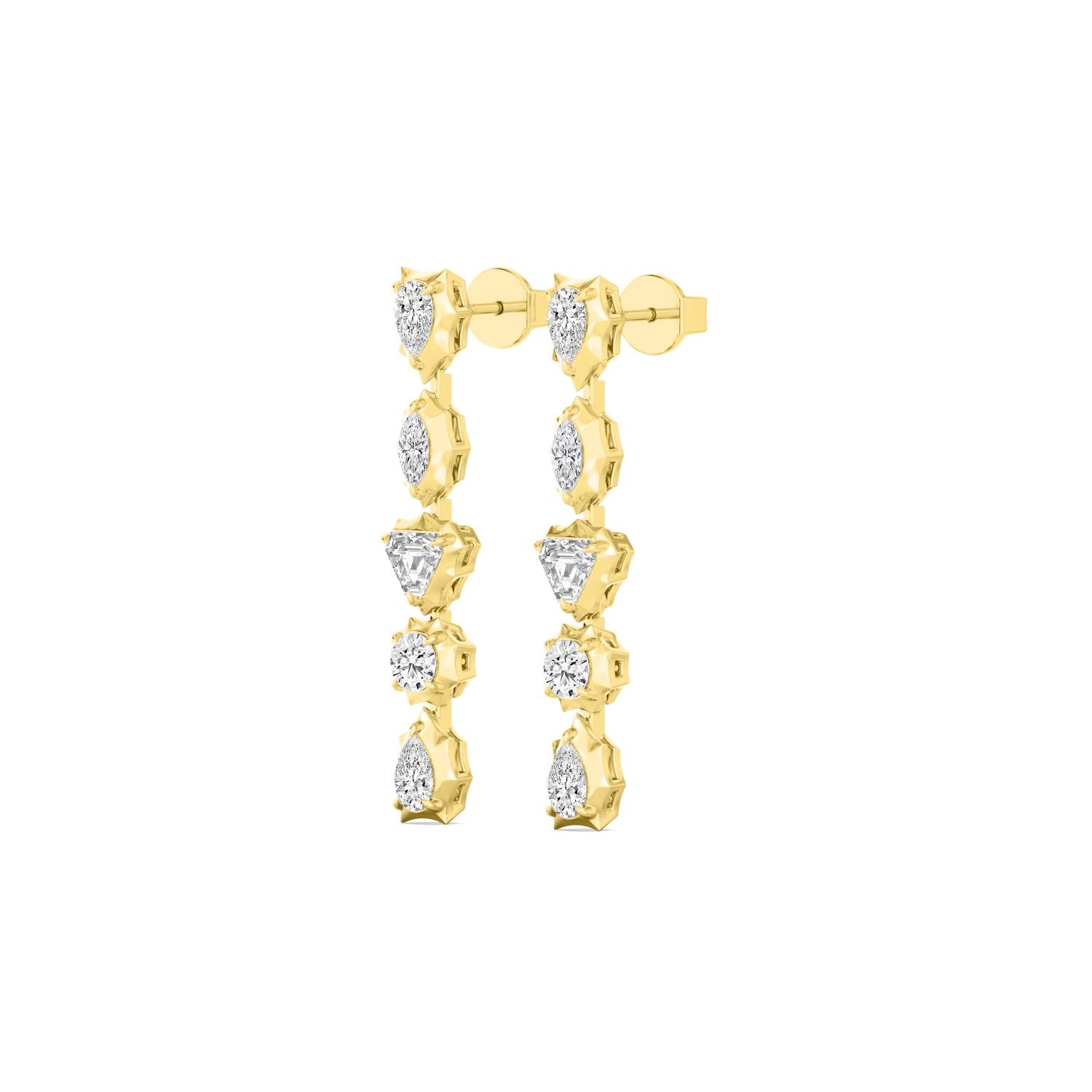 1.00ct Multishape Lab Grown Diamond Georgian Cut Down Drop Earrings