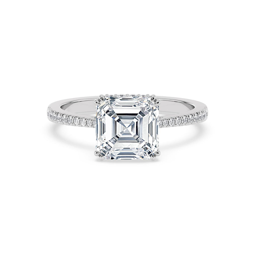 3.24ctw Asscher cut Hidden Halo Lab Grown Diamond Hidden Halo Engagement Ring