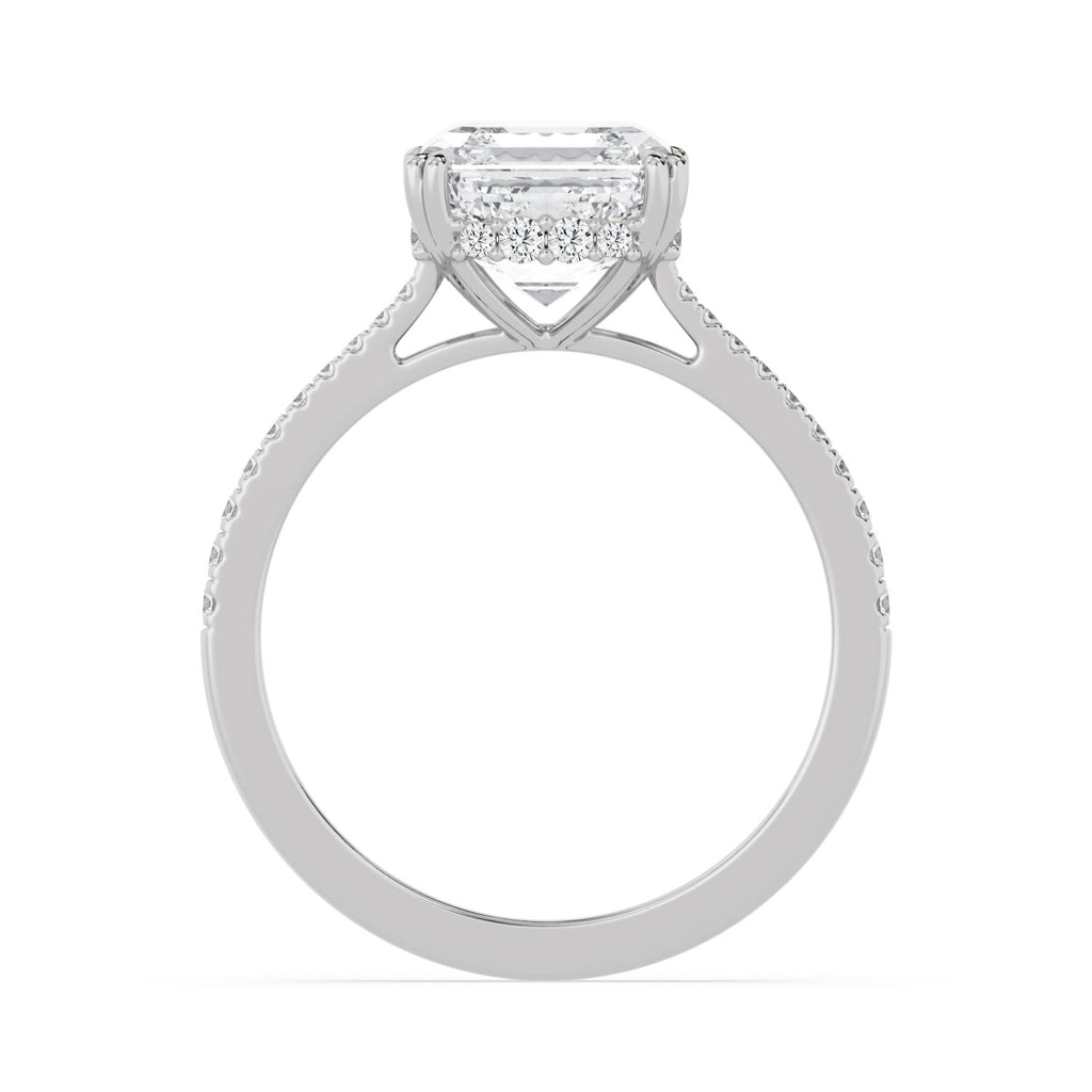 3.24ctw Asscher cut Hidden Halo Lab Grown Diamond Hidden Halo Engagement Ring