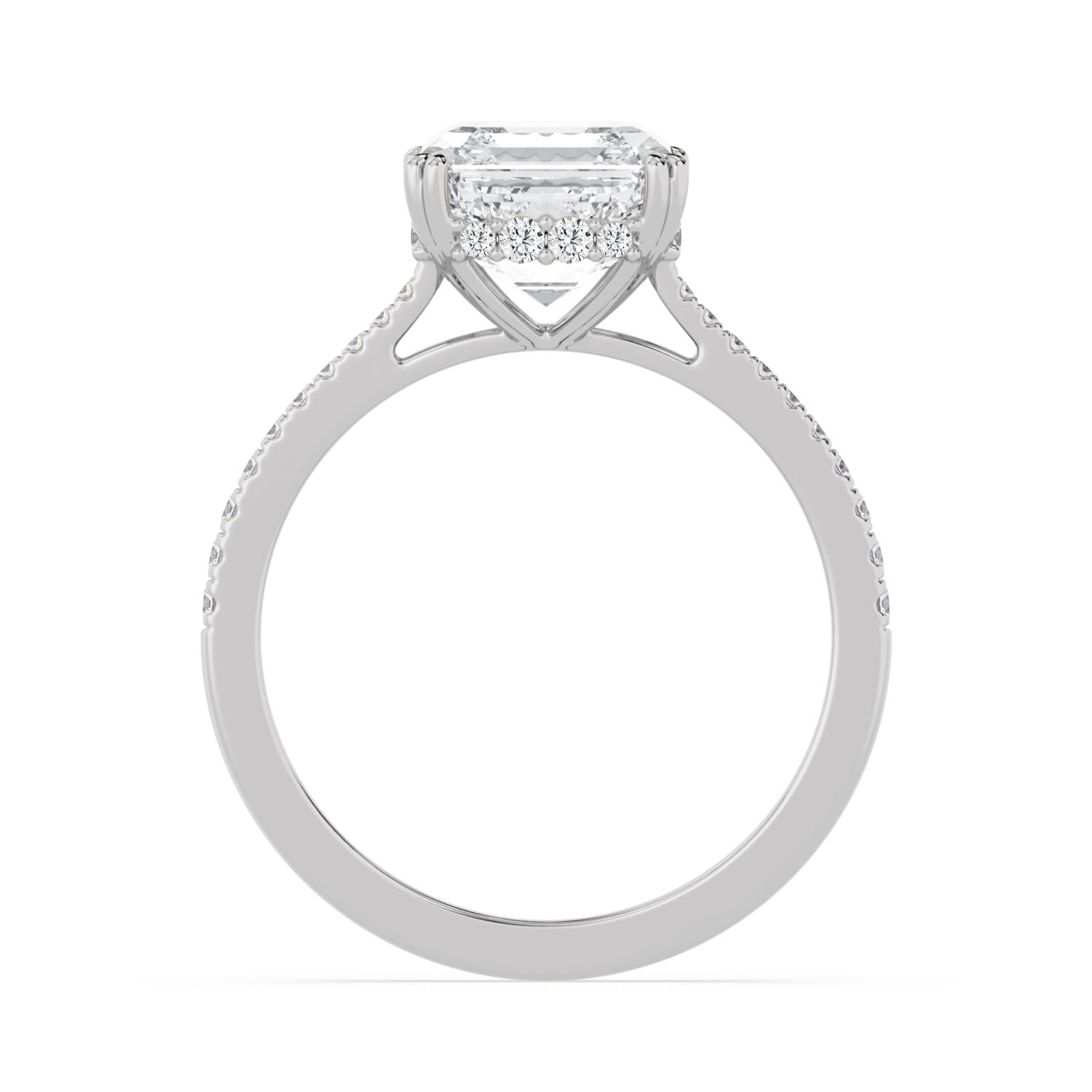 3.24ctw Asscher cut Hidden Halo Lab Grown Diamond Hidden Halo Engagement Ring