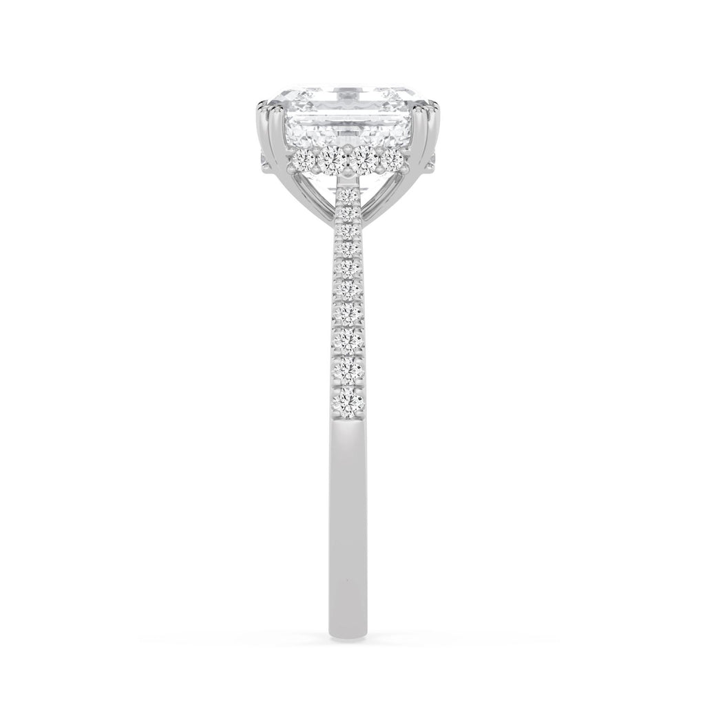 3.24ctw Asscher cut Hidden Halo Lab Grown Diamond Hidden Halo Engagement Ring