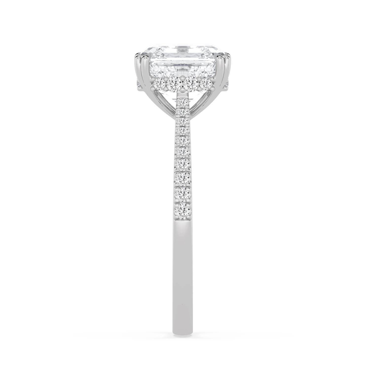 3.24ctw Asscher cut Hidden Halo Lab Grown Diamond Hidden Halo Engagement Ring