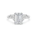 3.22ctw Emerald and Half Moon cut Lab Grown Diamond Trilogy Engagement Ring