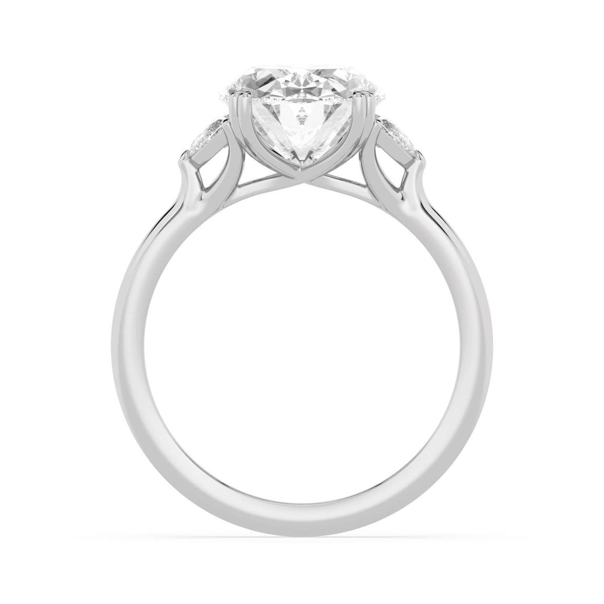 3.22ctw Oval and Half Moon cut Lab Grown Diamond Trilogy Engagement Ring