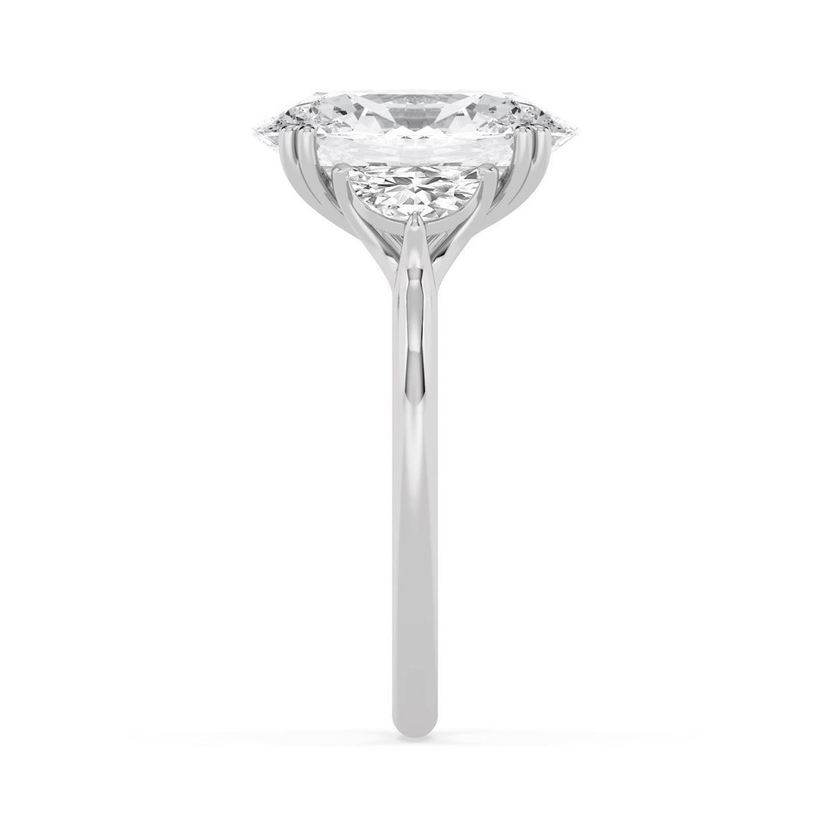 3.22ctw Oval and Half Moon cut Lab Grown Diamond Trilogy Engagement Ring