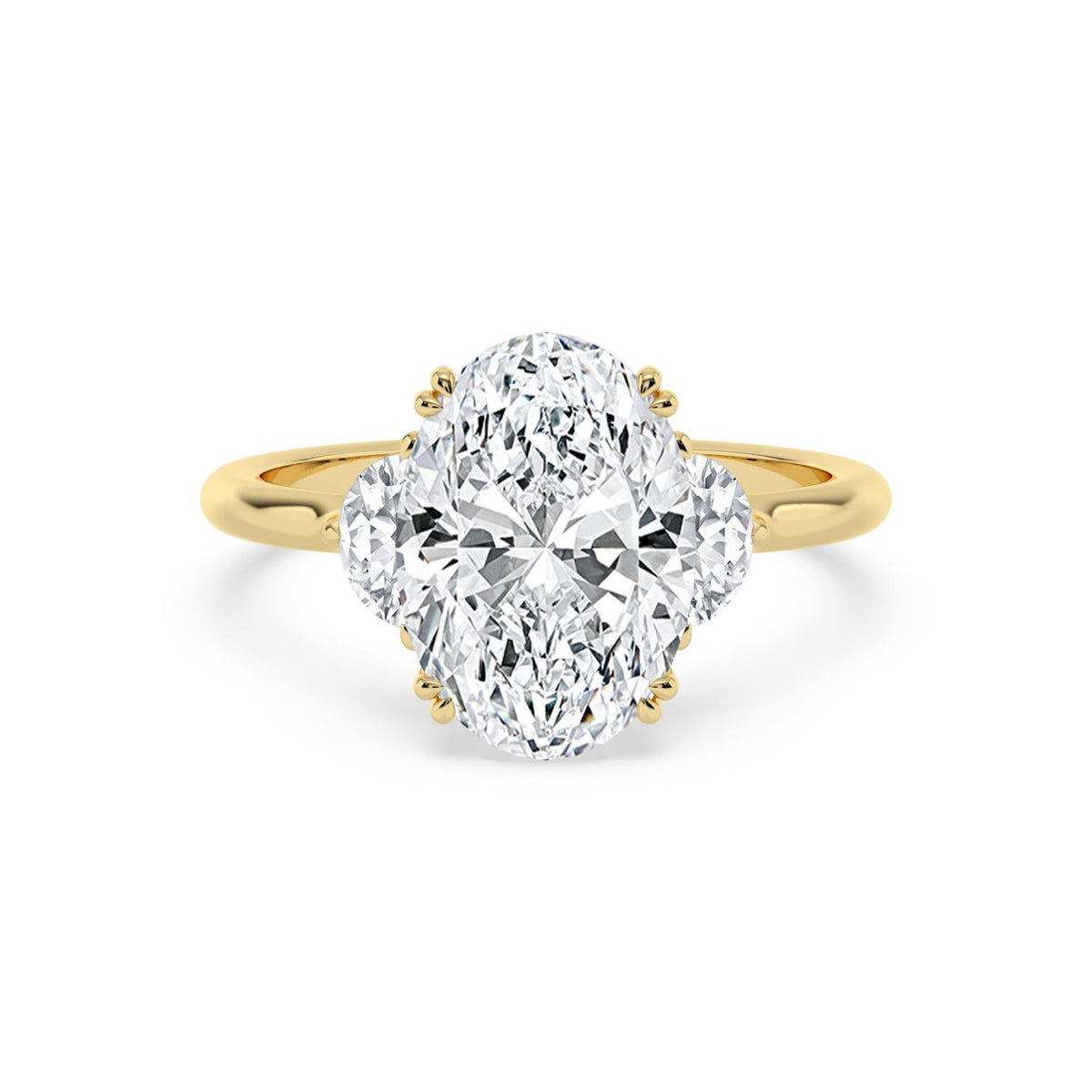 3.22ctw Oval and Half Moon cut Lab Grown Diamond Trilogy Engagement Ring