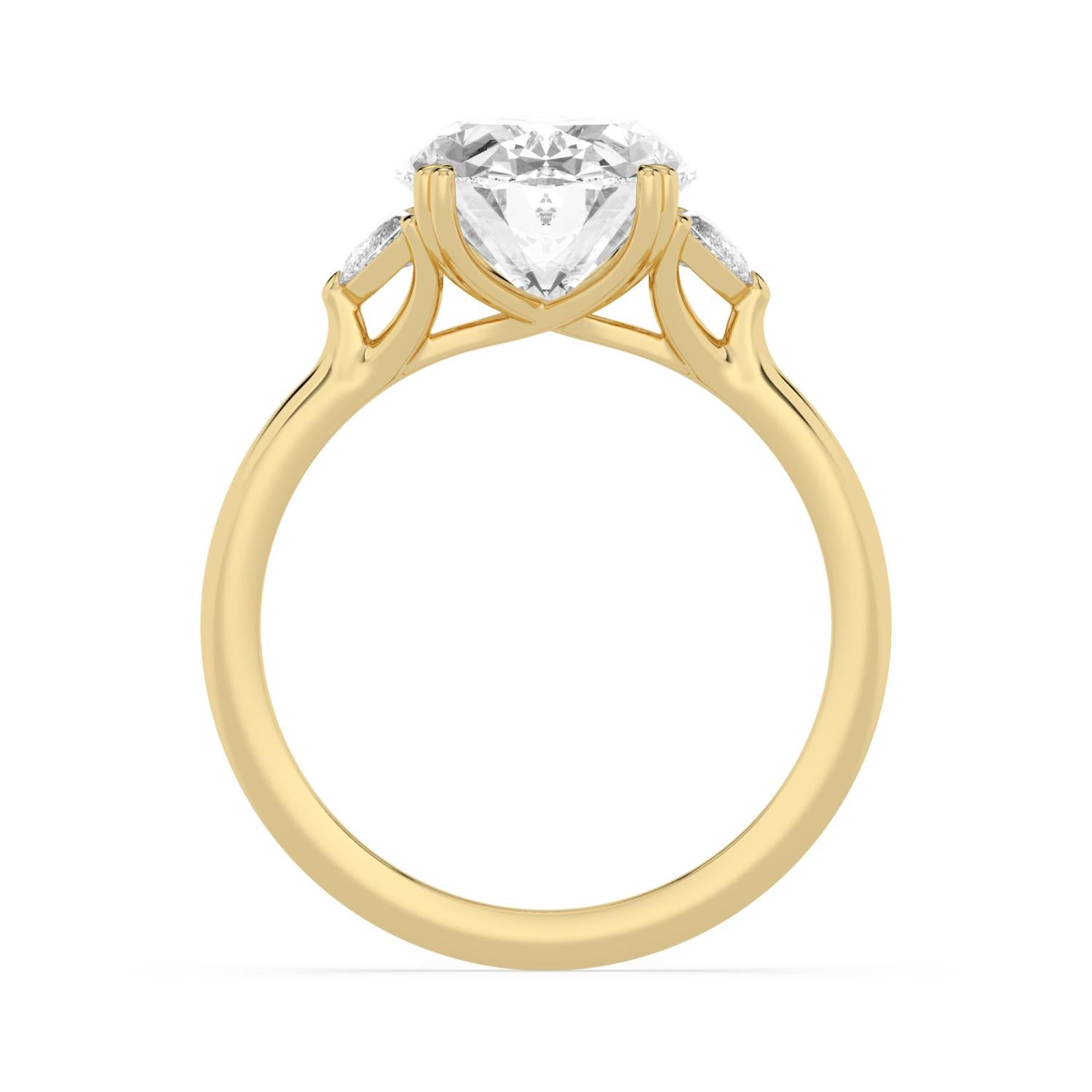 3.22ctw Oval and Half Moon cut Lab Grown Diamond Trilogy Engagement Ring