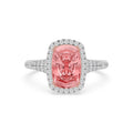 3.44ctw Cushion cut Pink Lab Grown Diamond Halo Engagement Ring
