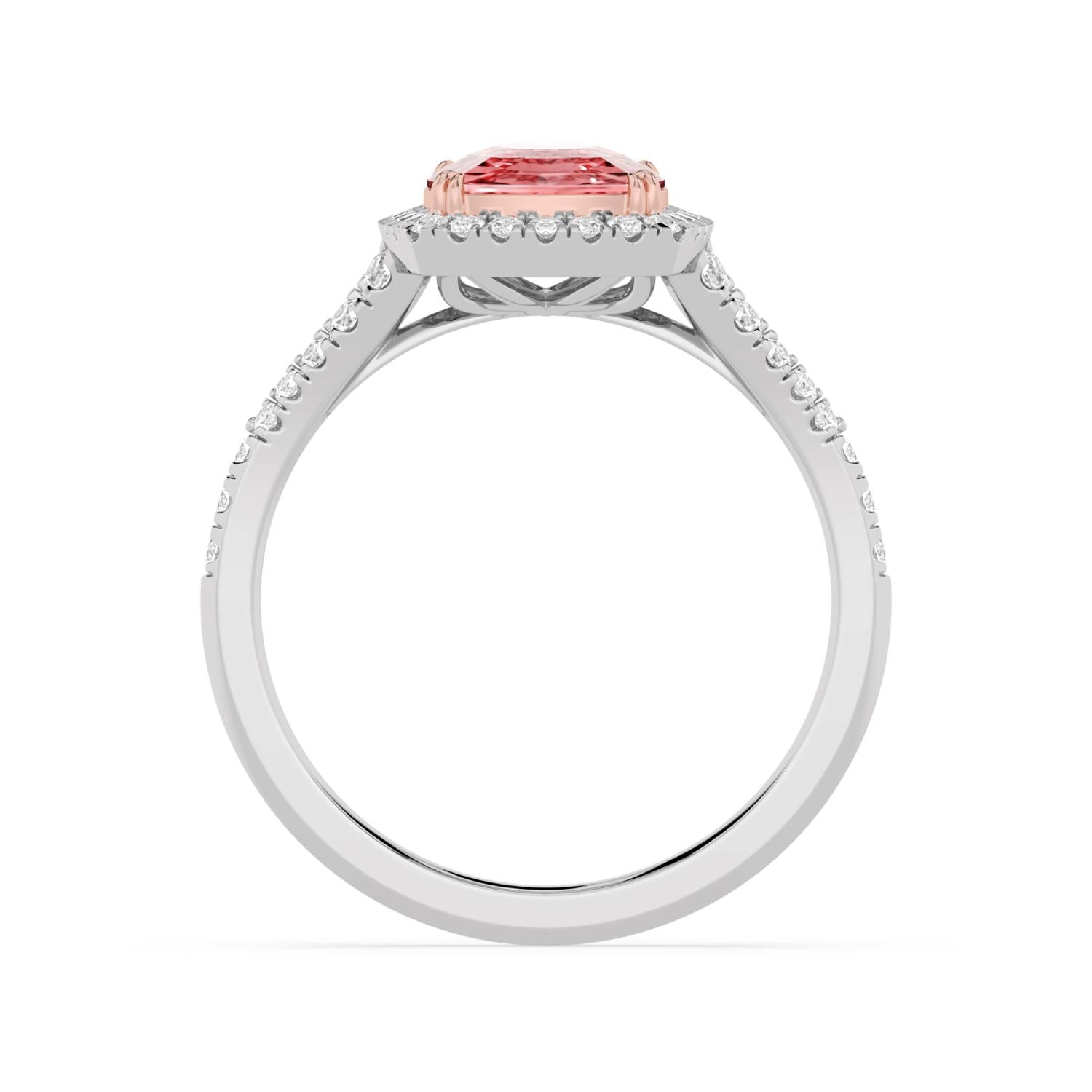 3.44ctw Cushion cut Pink Lab Grown Diamond Halo Engagement Ring