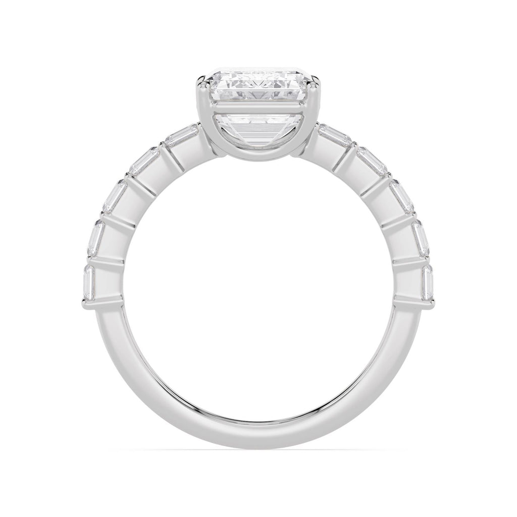 5.22ctw Emerald cut Lab Grown Diamond Asscher Accented Engagement Ring