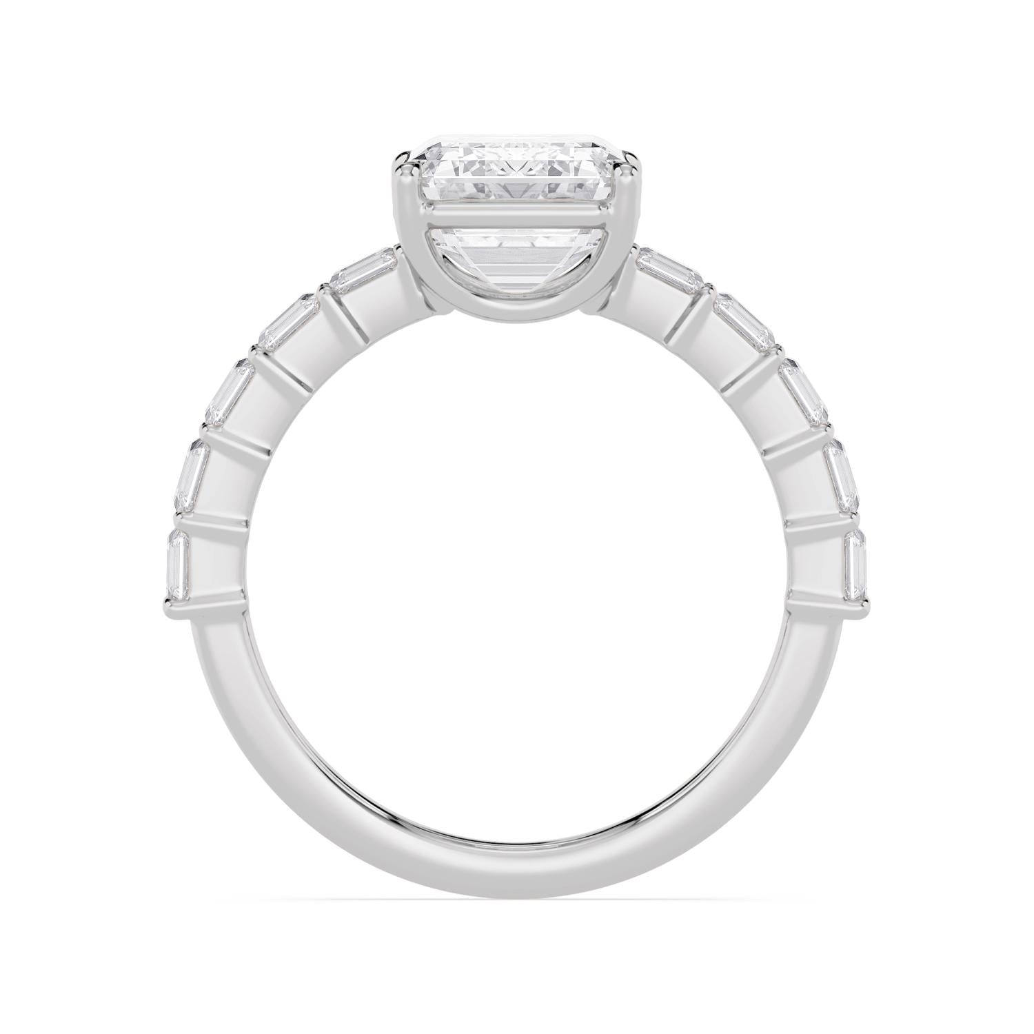 5.22ctw Emerald cut Lab Grown Diamond Asscher Accented Engagement Ring