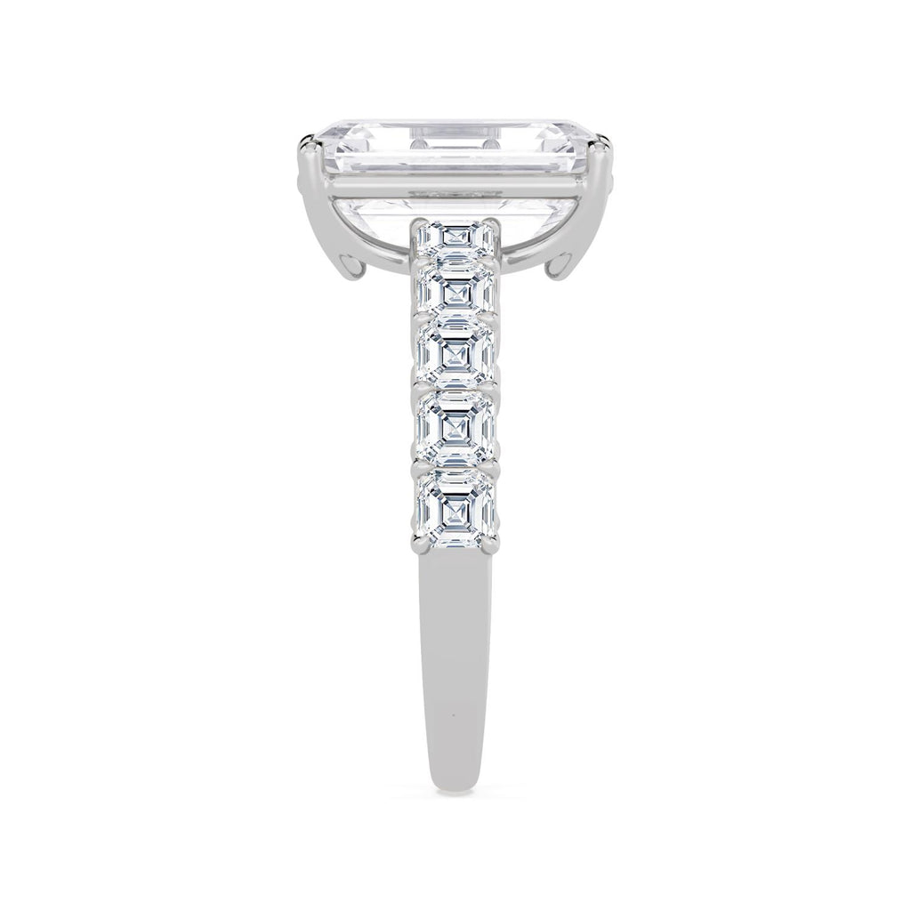5.22ctw Emerald cut Lab Grown Diamond Asscher Accented Engagement Ring