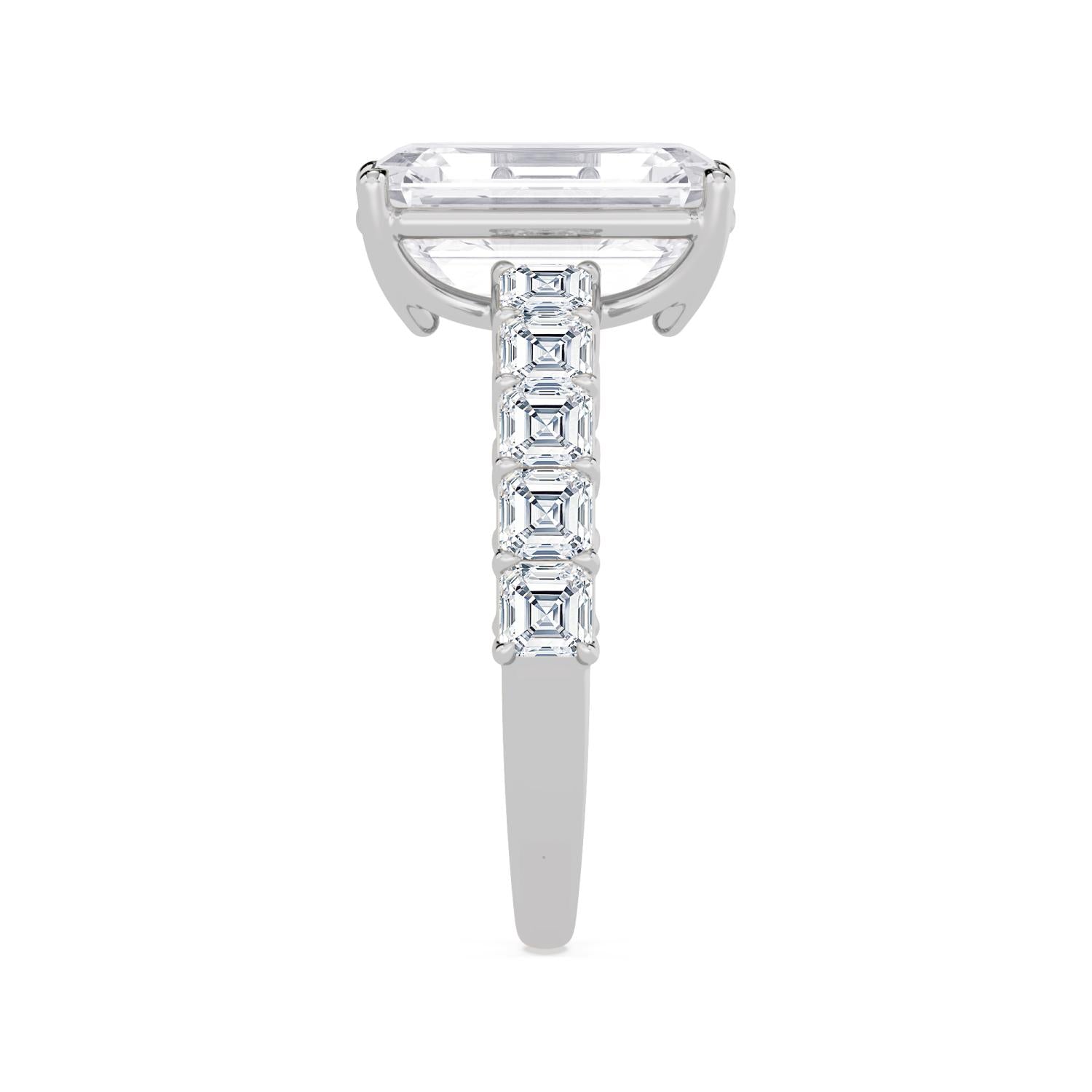 5.22ctw Emerald cut Lab Grown Diamond Asscher Accented Engagement Ring