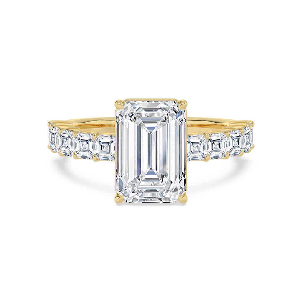 5.22ctw Emerald cut Lab Grown Diamond Asscher Accented Engagement Ring