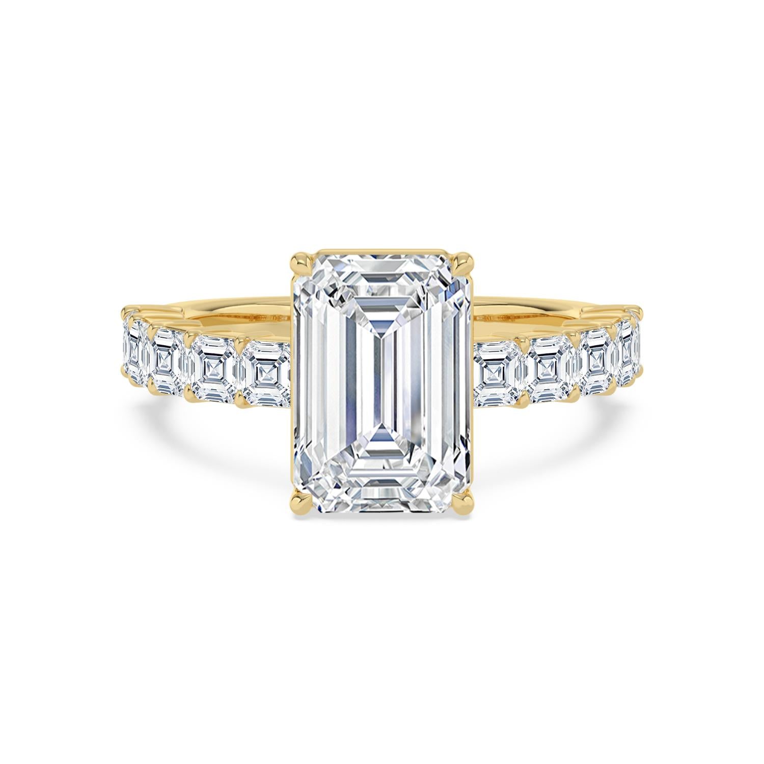 5.22ctw Emerald cut Lab Grown Diamond Asscher Accented Engagement Ring