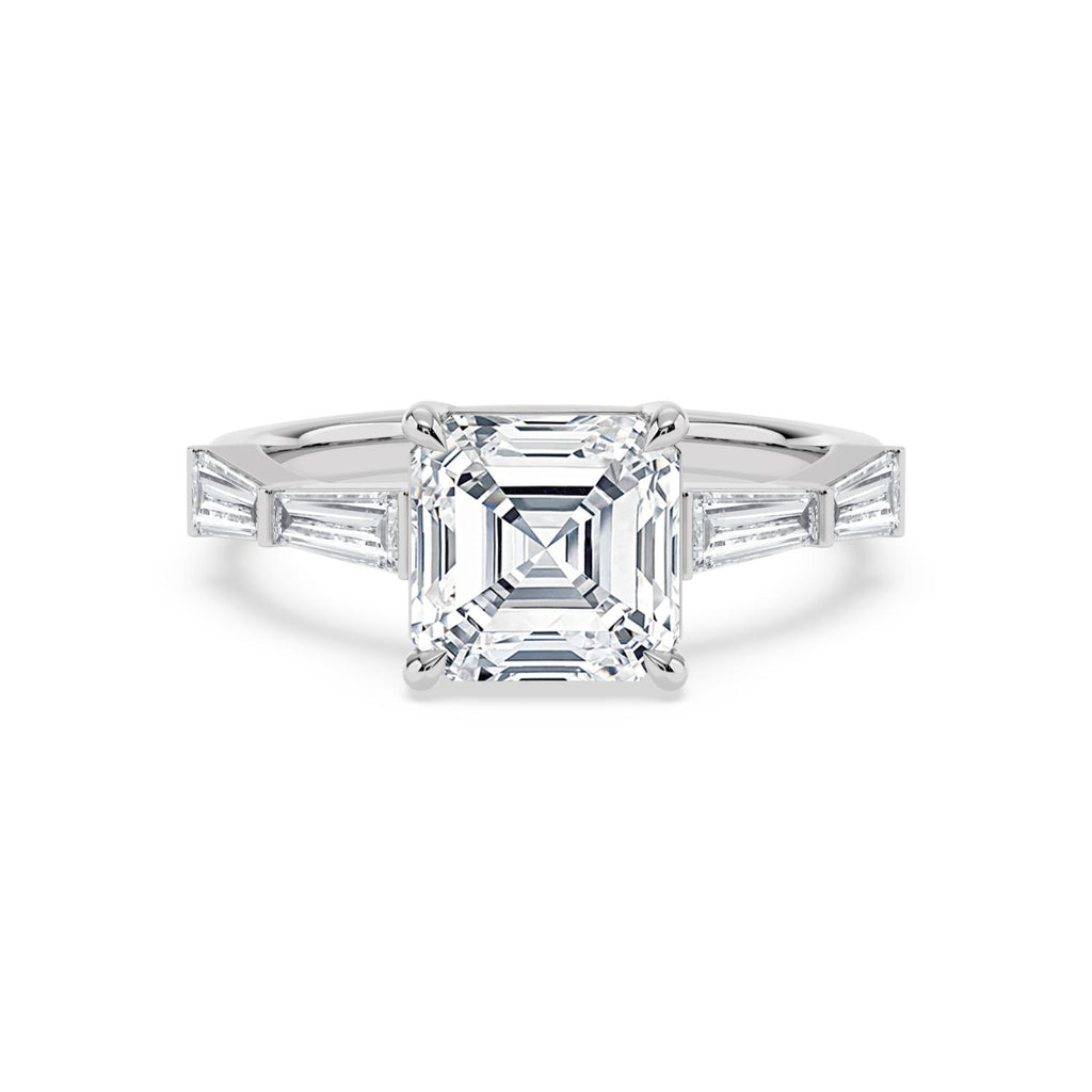 4.64ctw Asscher cut Lab Grown Diamond Accented Engagement Ring
