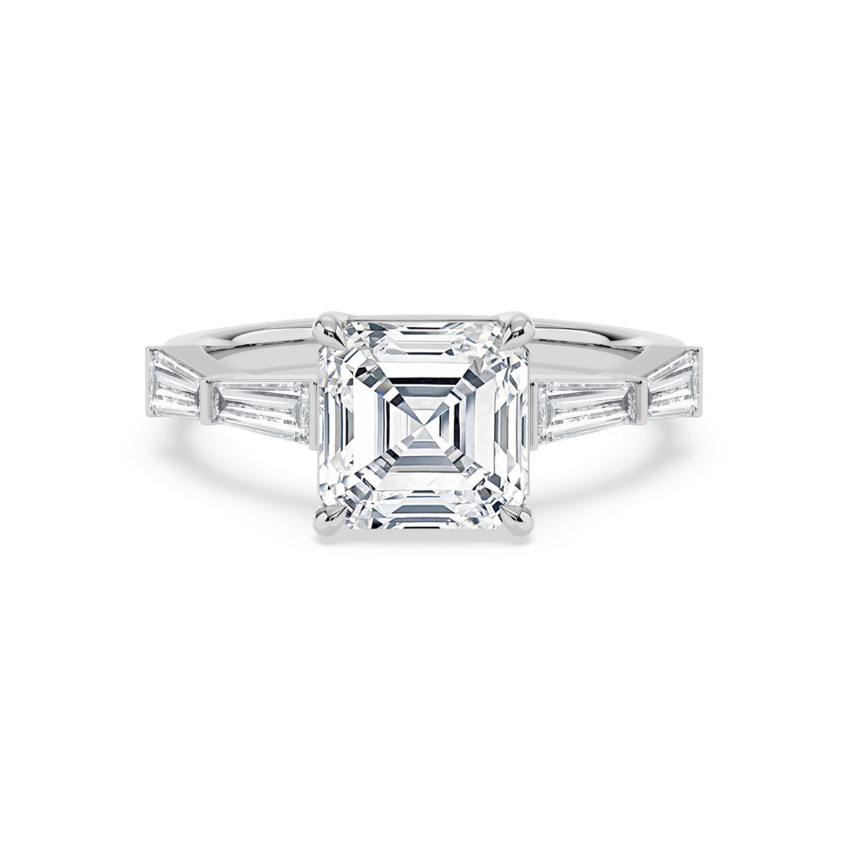 4.64ctw Asscher cut Lab Grown Diamond Accented Engagement Ring