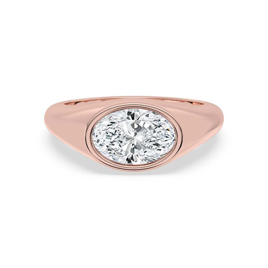 2.00ct Oval cut Lab Grown Diamond East-West Signet Ring