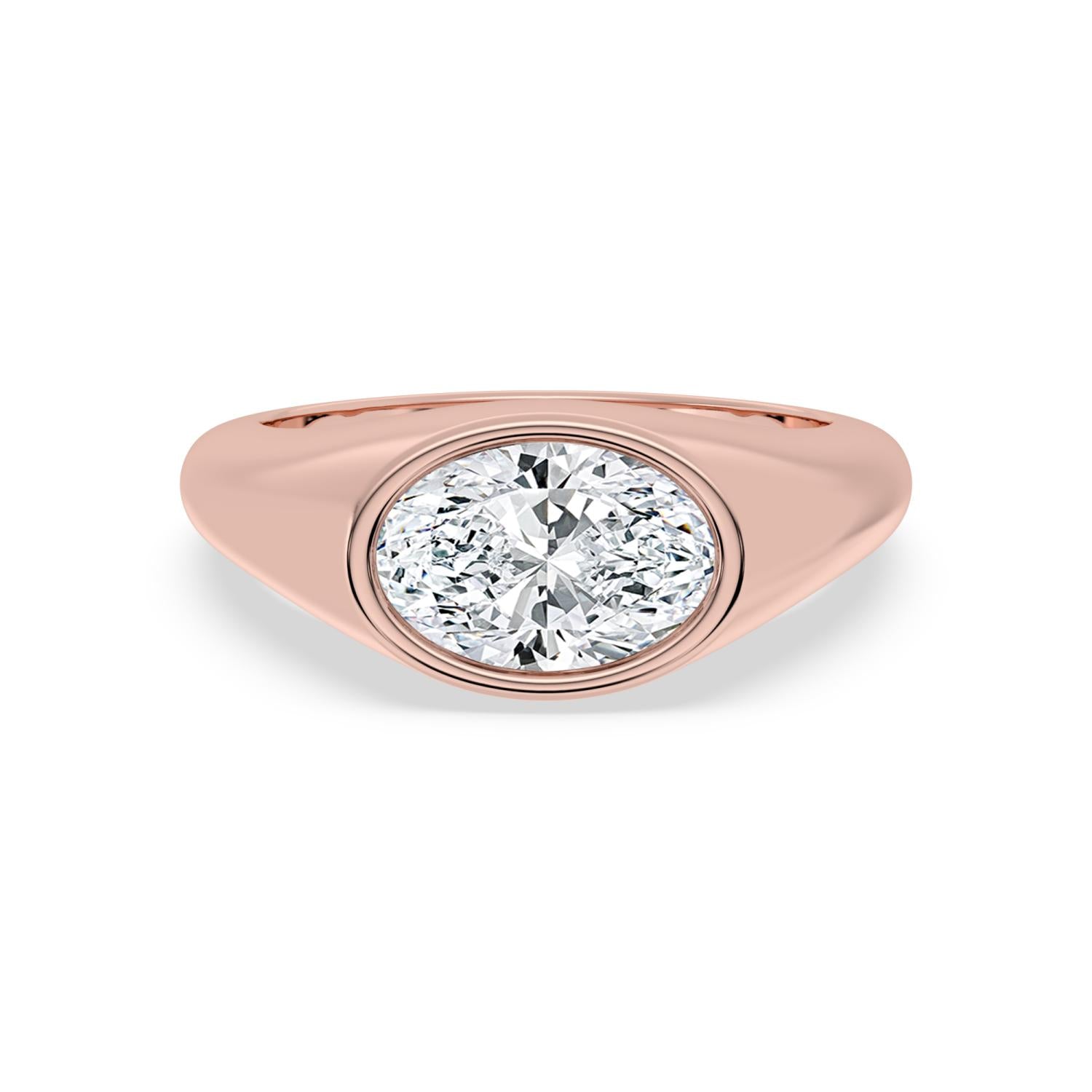 2.00ct Oval cut Lab Grown Diamond East-West Signet Ring