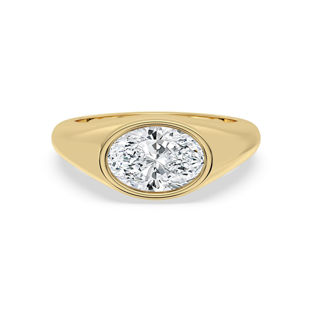 2.00ct Oval cut Lab Grown Diamond East-West Signet Ring