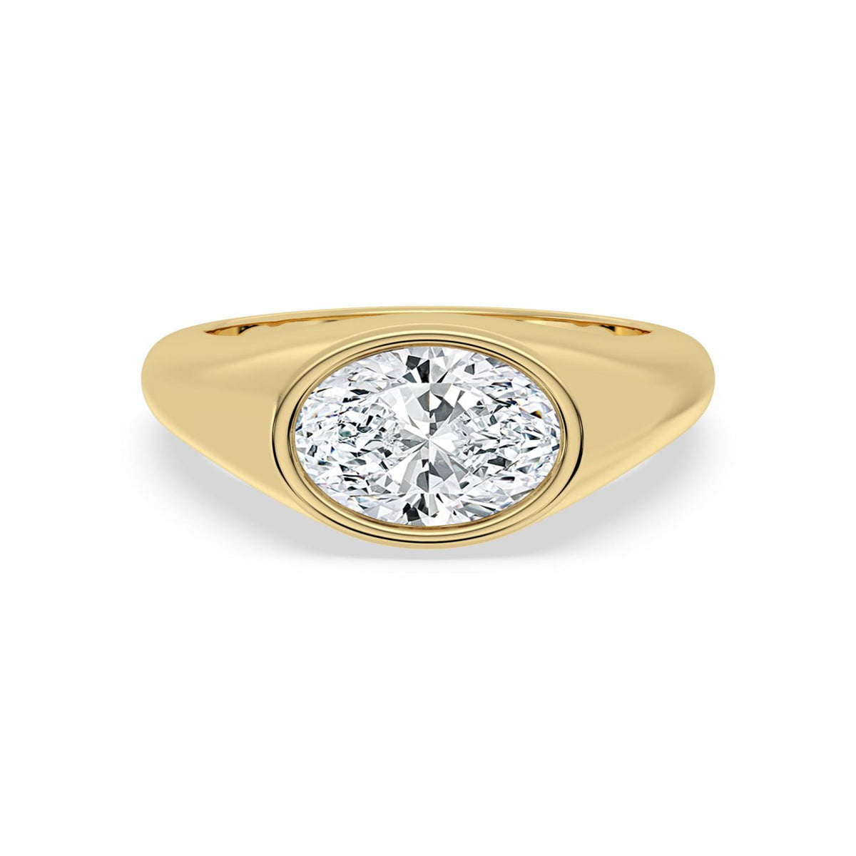 2.00ct Oval cut Lab Grown Diamond East-West Signet Ring