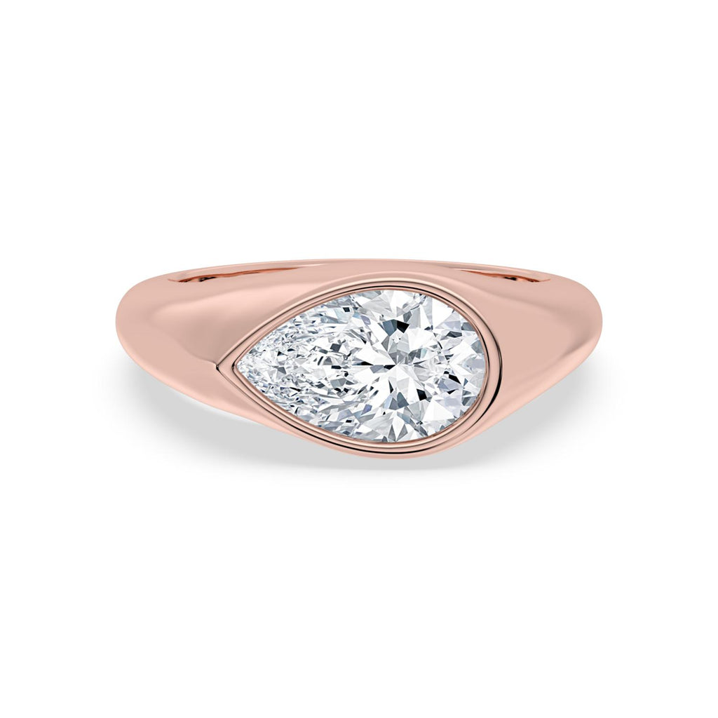 2.00ct Pear cut Lab Grown Diamond East-West Signet Ring