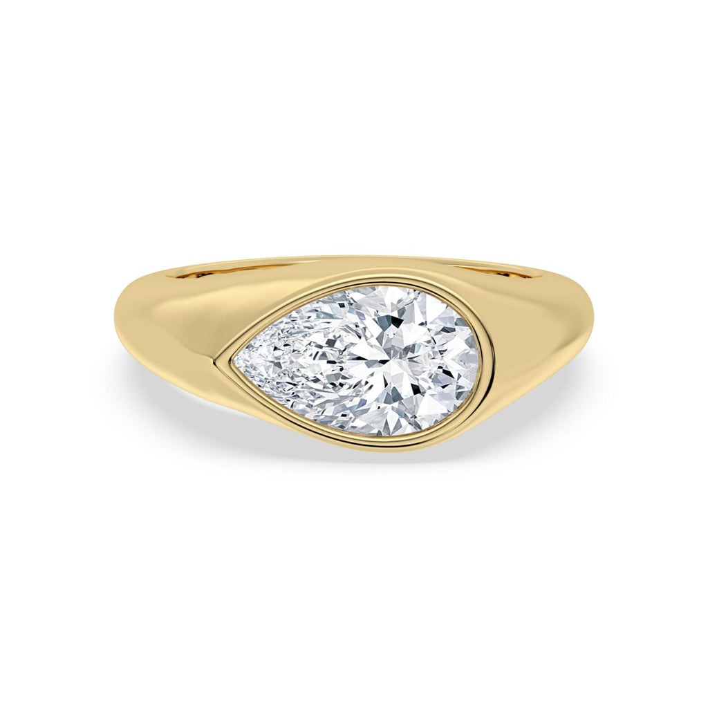 2.00ct Pear cut Lab Grown Diamond East-West Signet Ring