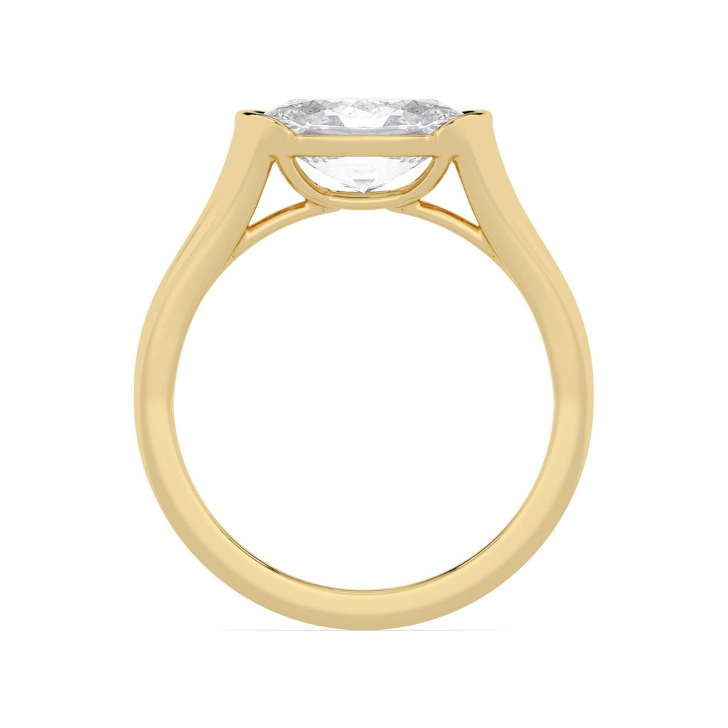 2.00ct Oval cut Lab Grown Diamond East-West Half Bezel Signet Ring