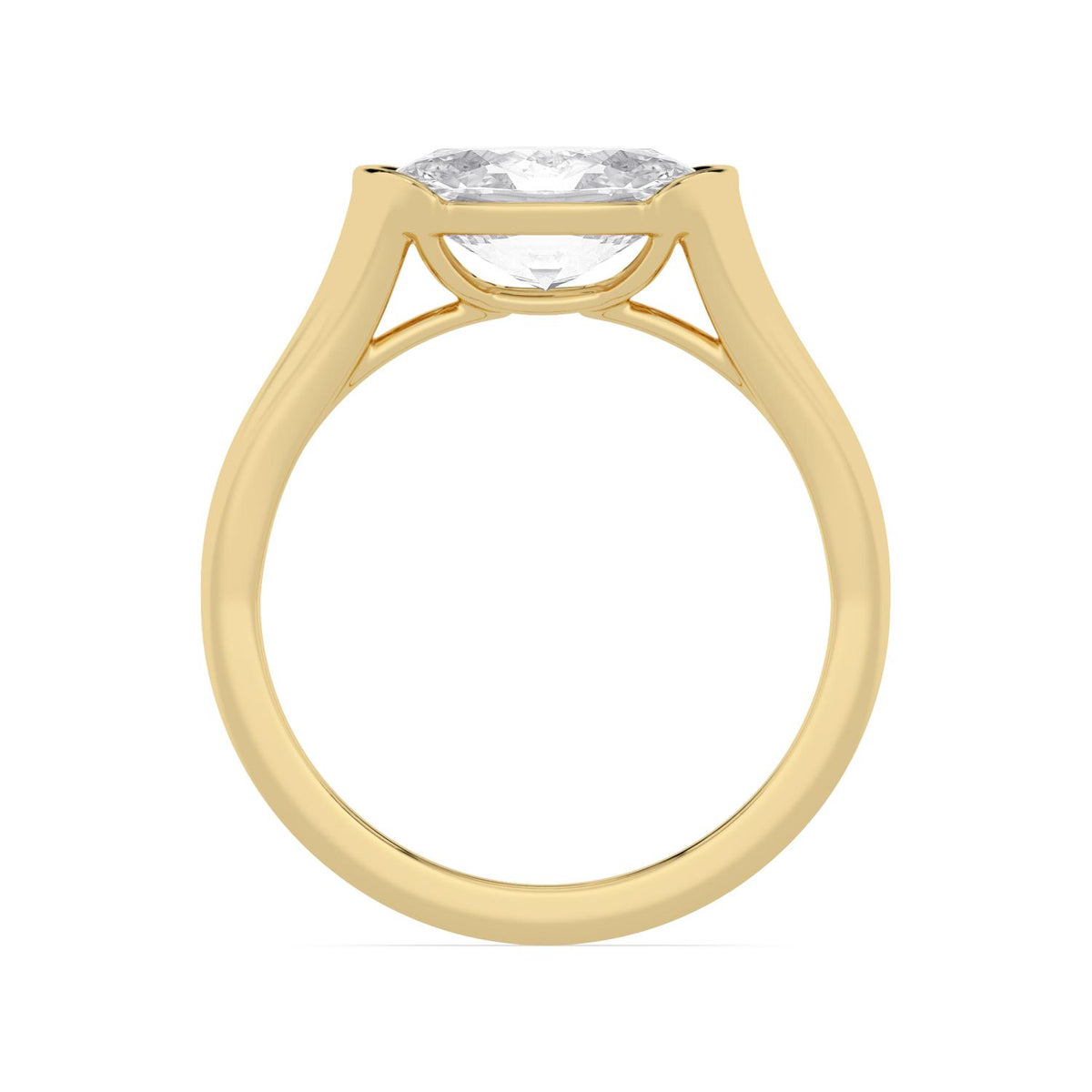 2.00ct Oval cut Lab Grown Diamond East-West Half Bezel Signet Ring