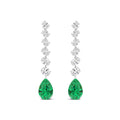 10.40ct Oval Lab Grown Emerald and Diamond Exceptional Drop Earrings