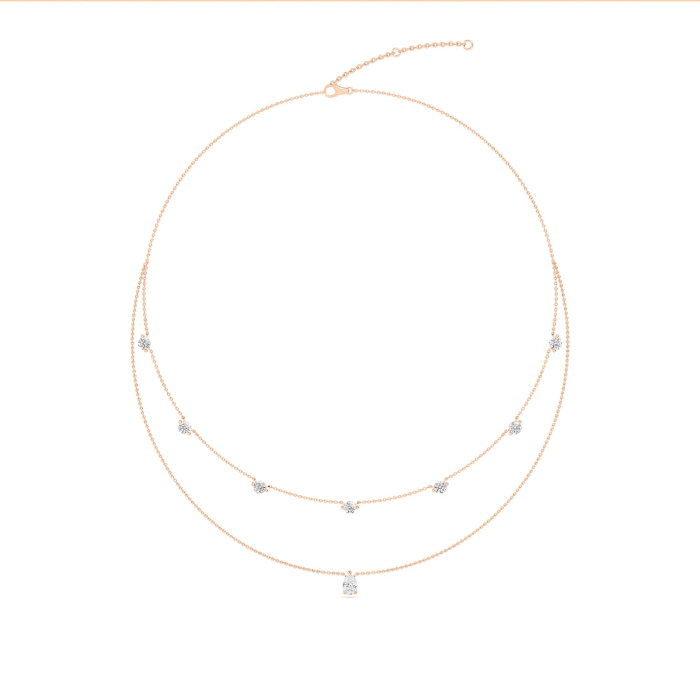 2.13ct Round and Pear Lab Grown Diamond Layered Necklace