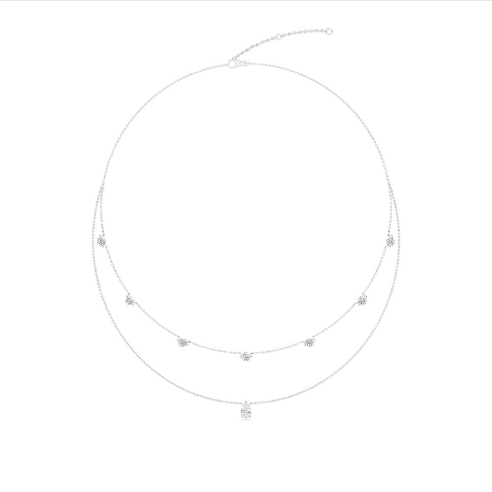 2.13ct Round and Pear Lab Grown Diamond Layered Necklace