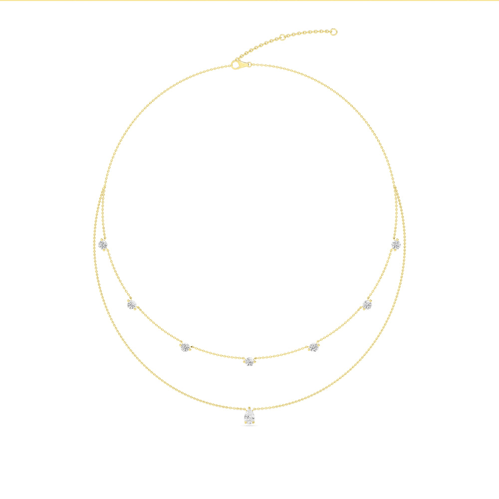 2.13ct Round and Pear Lab Grown Diamond Layered Necklace