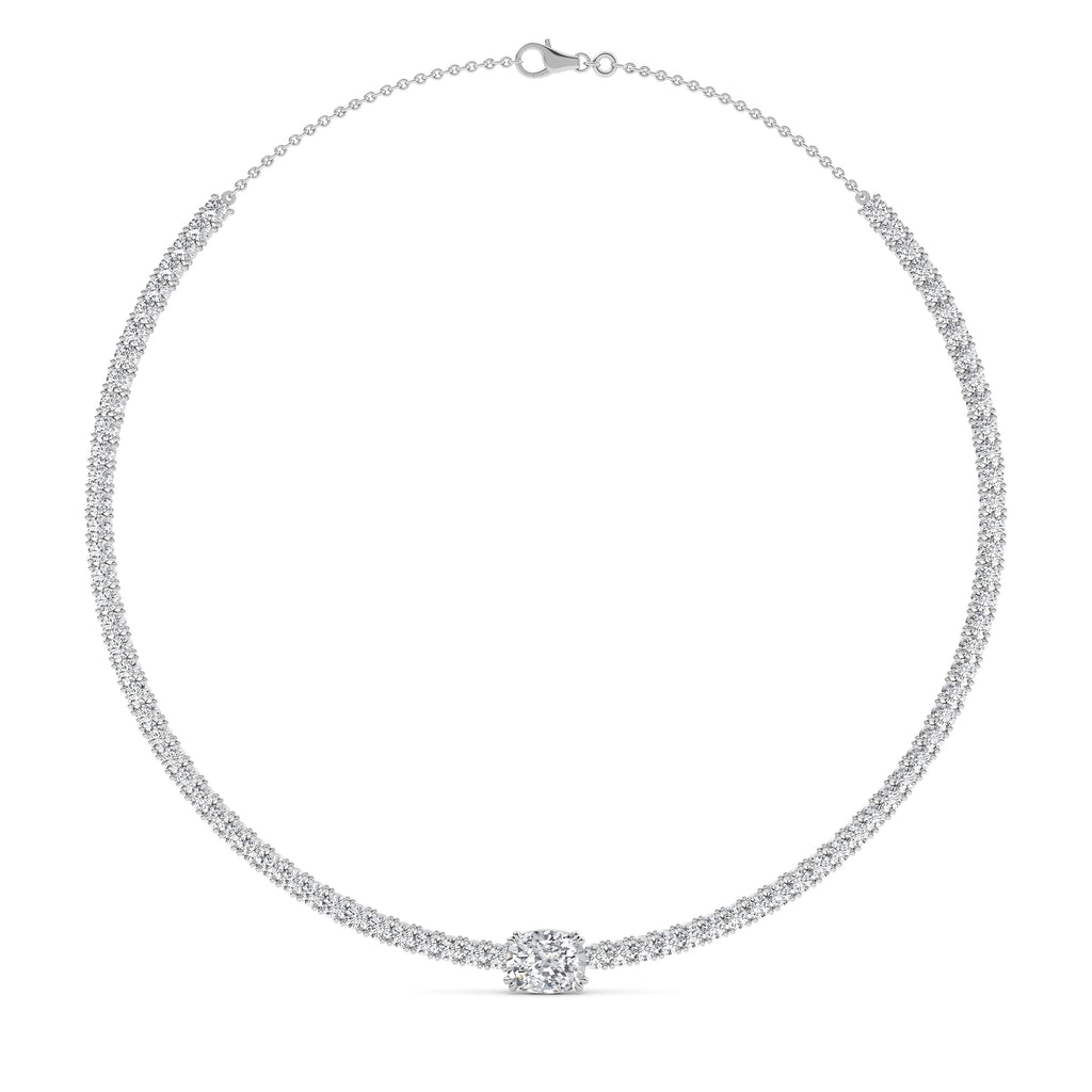 12.43ctct Oval Accent Lab Grown Diamond Exceptional Tennis Necklace