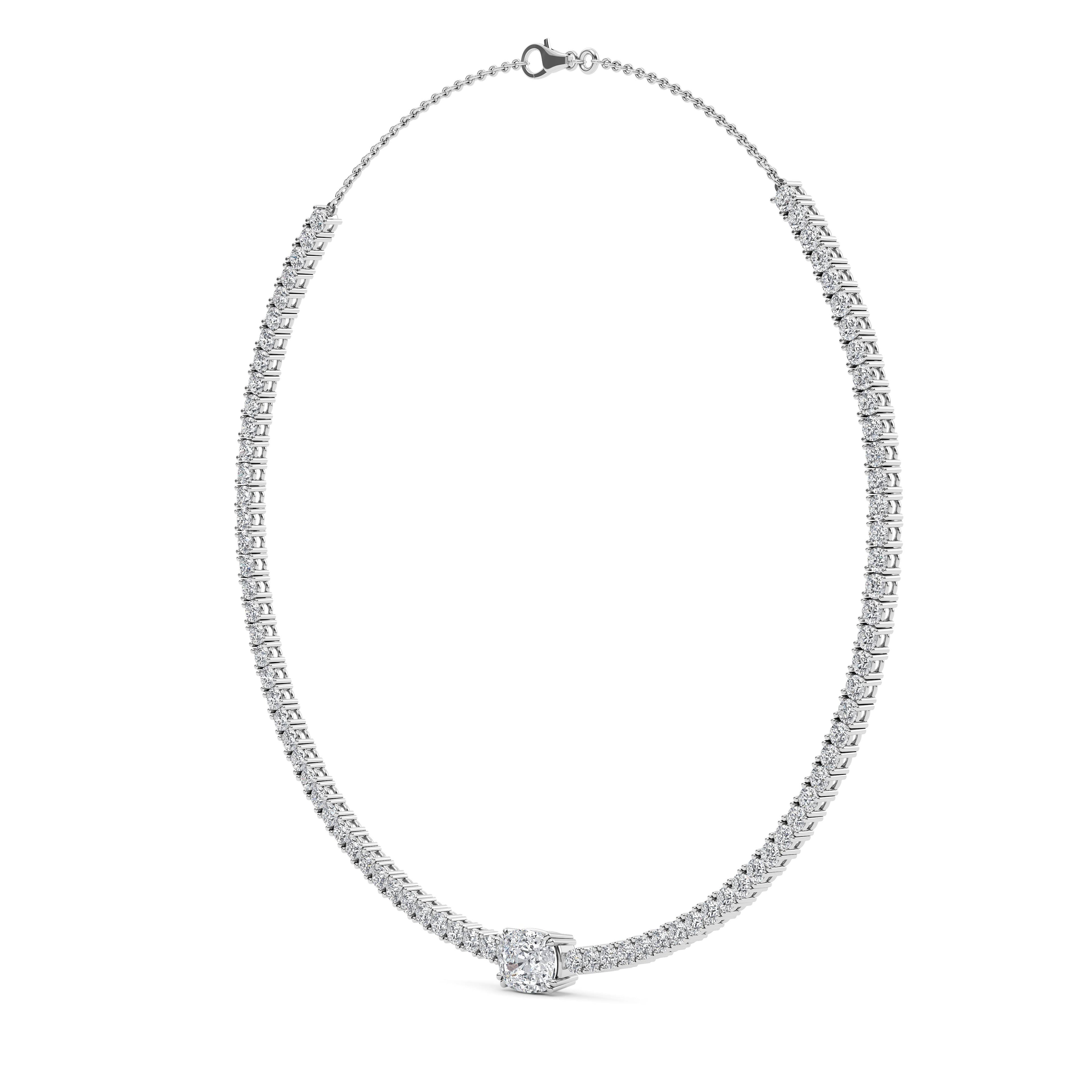 12.43ctct Oval Accent Lab Grown Diamond Exceptional Tennis Necklace