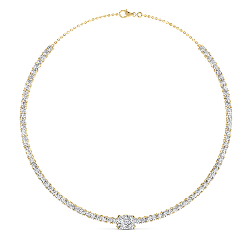 12.43ctct Oval Accent Lab Grown Diamond Exceptional Tennis Necklace