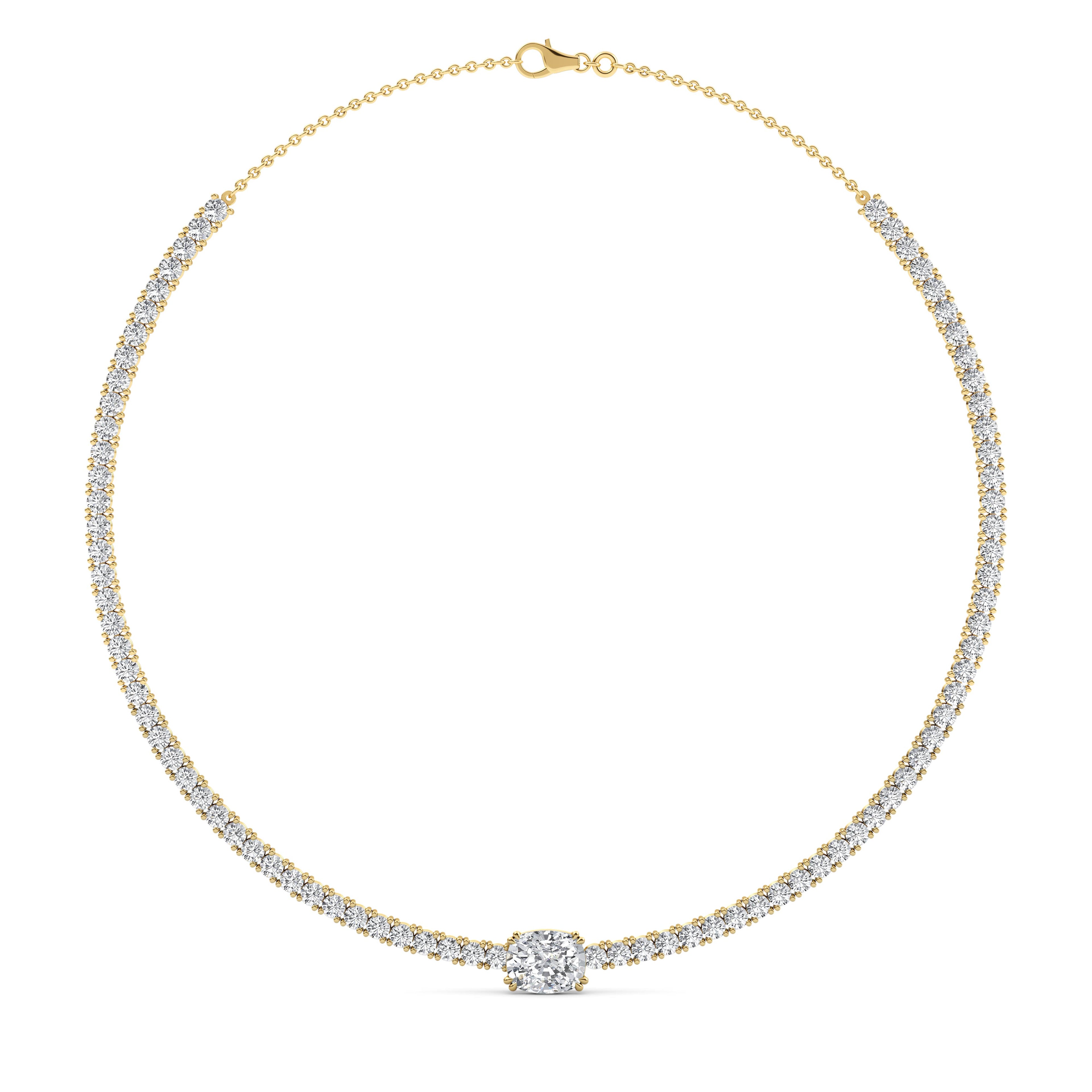 12.43ctct Oval Accent Lab Grown Diamond Exceptional Tennis Necklace