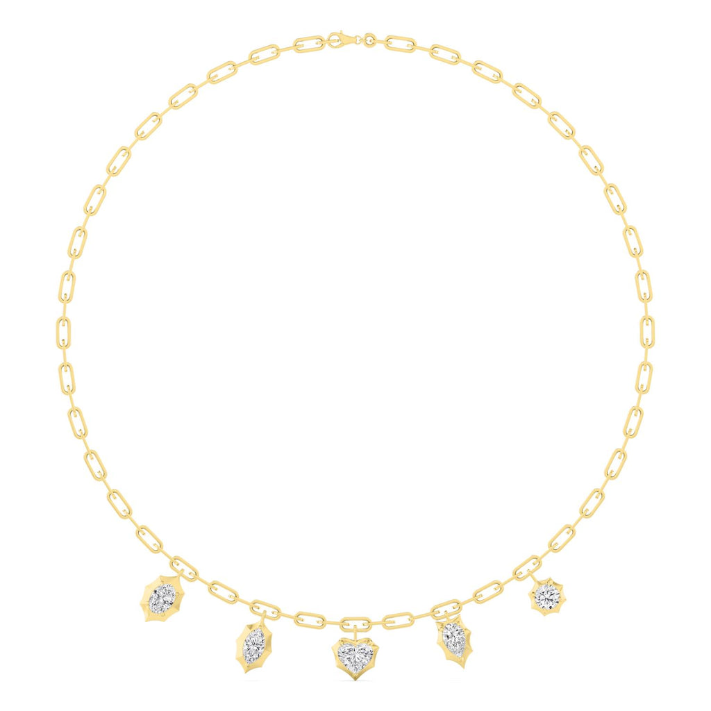 4.57ctw Lab Grown Diamond Multishape Georgian Cut Down Charm Necklace