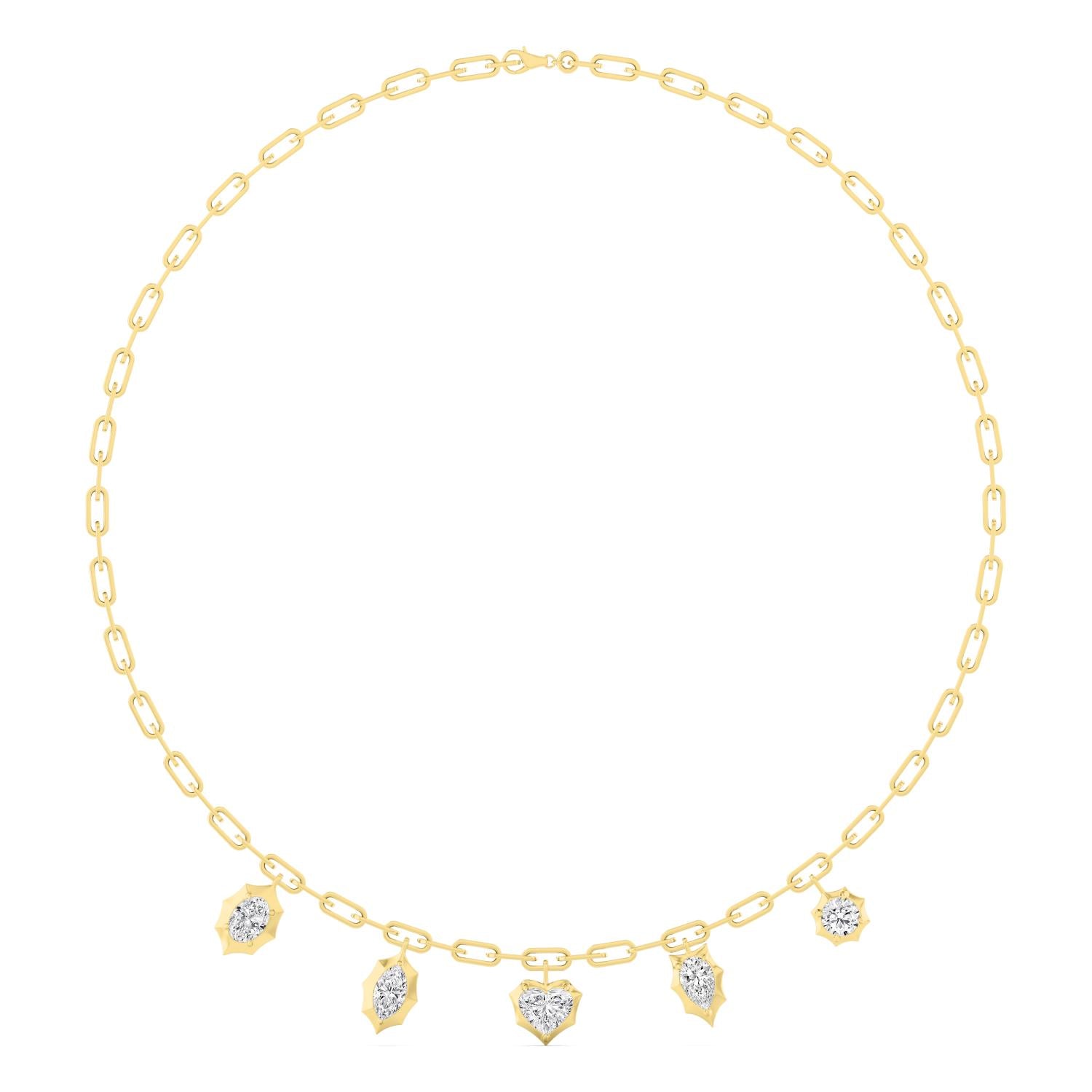 4.57ctw Lab Grown Diamond Multishape Georgian Cut Down Charm Necklace