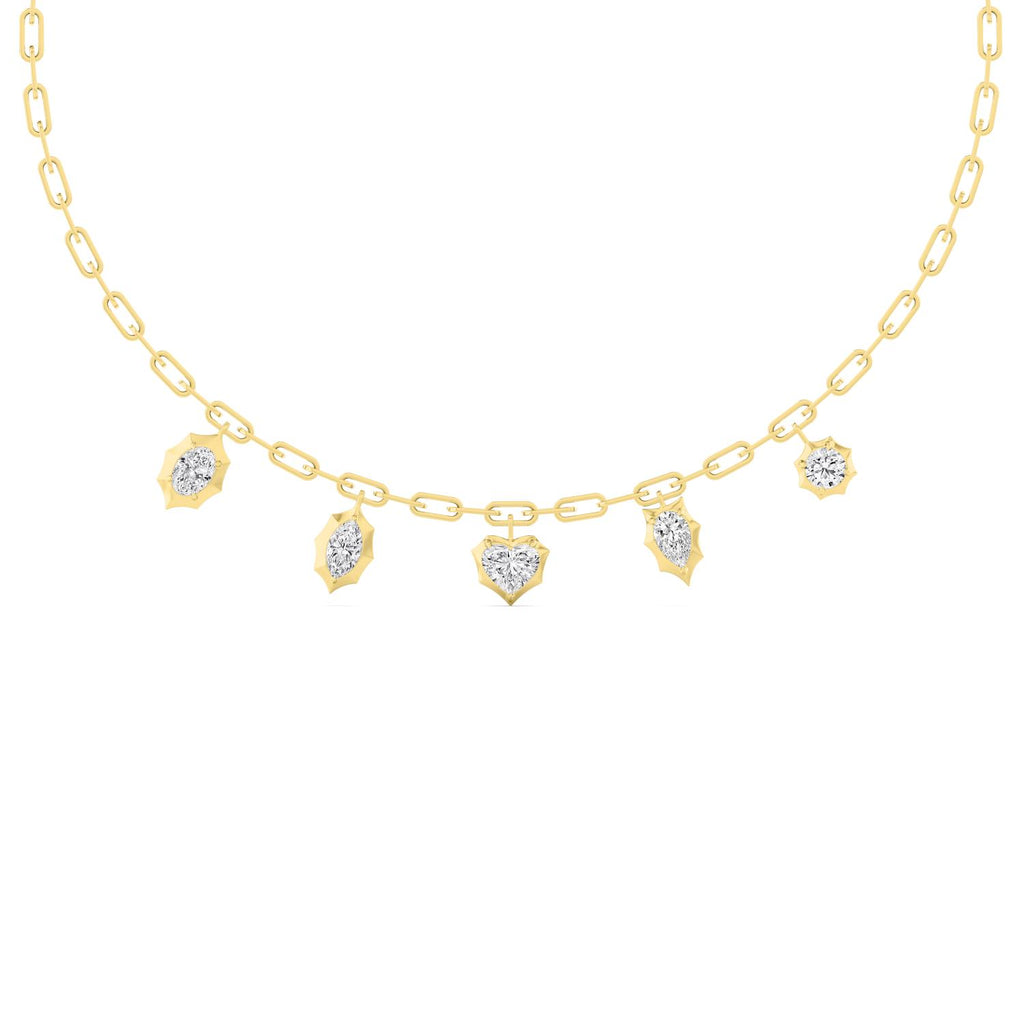 4.57ctw Lab Grown Diamond Multishape Georgian Cut Down Charm Necklace