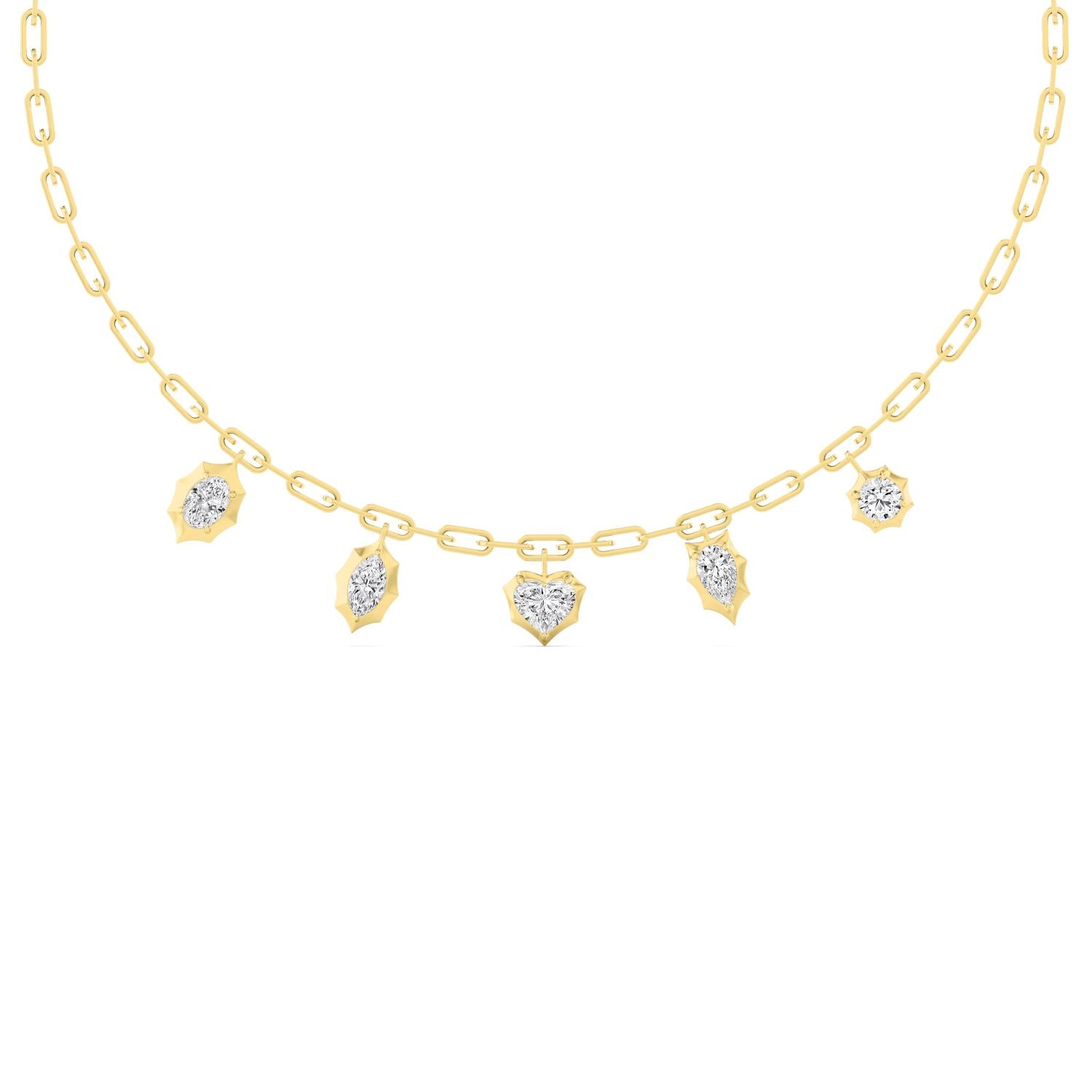 4.57ctw Lab Grown Diamond Multishape Georgian Cut Down Charm Necklace