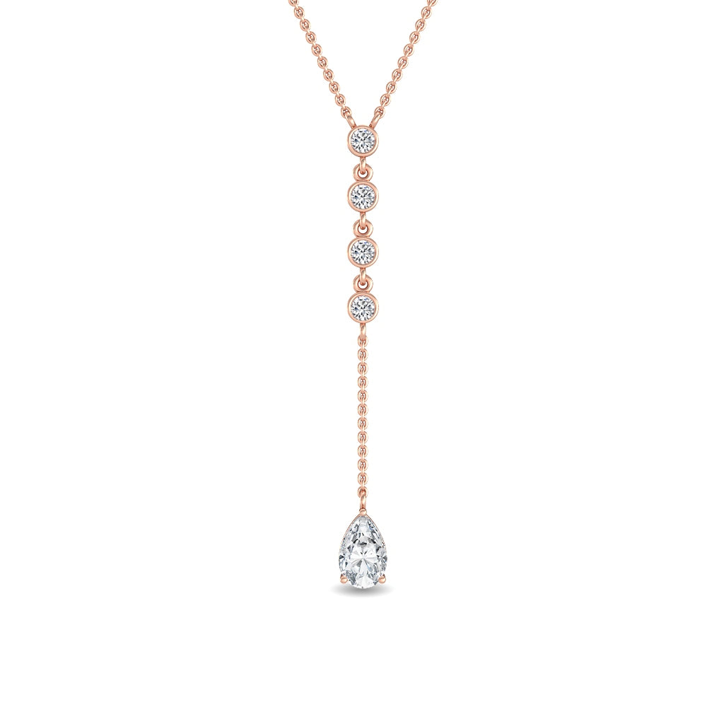 0.75ct Round and Pear Lab Grown Diamond Lariat Necklace