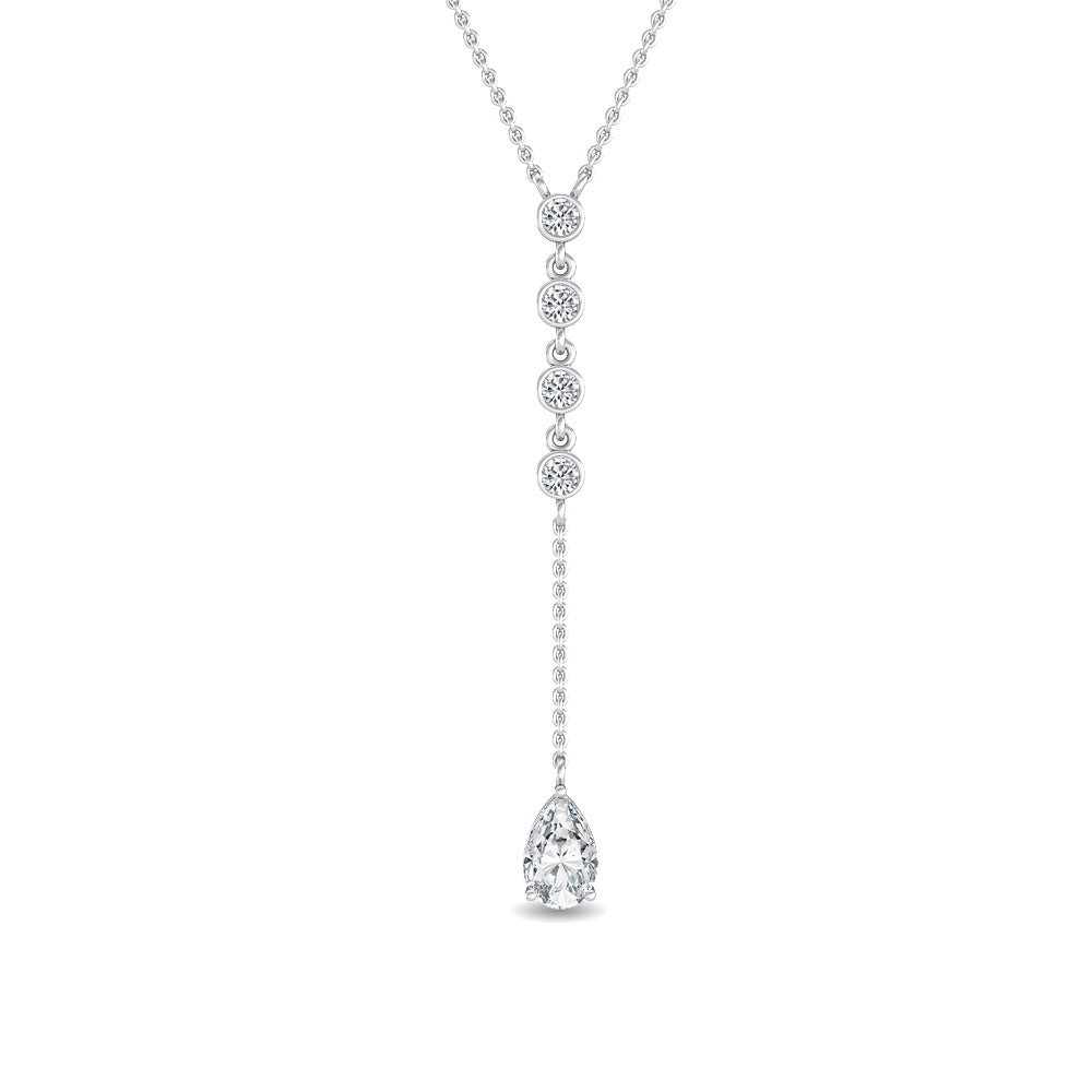 0.75ct Round and Pear Lab Grown Diamond Lariat Necklace