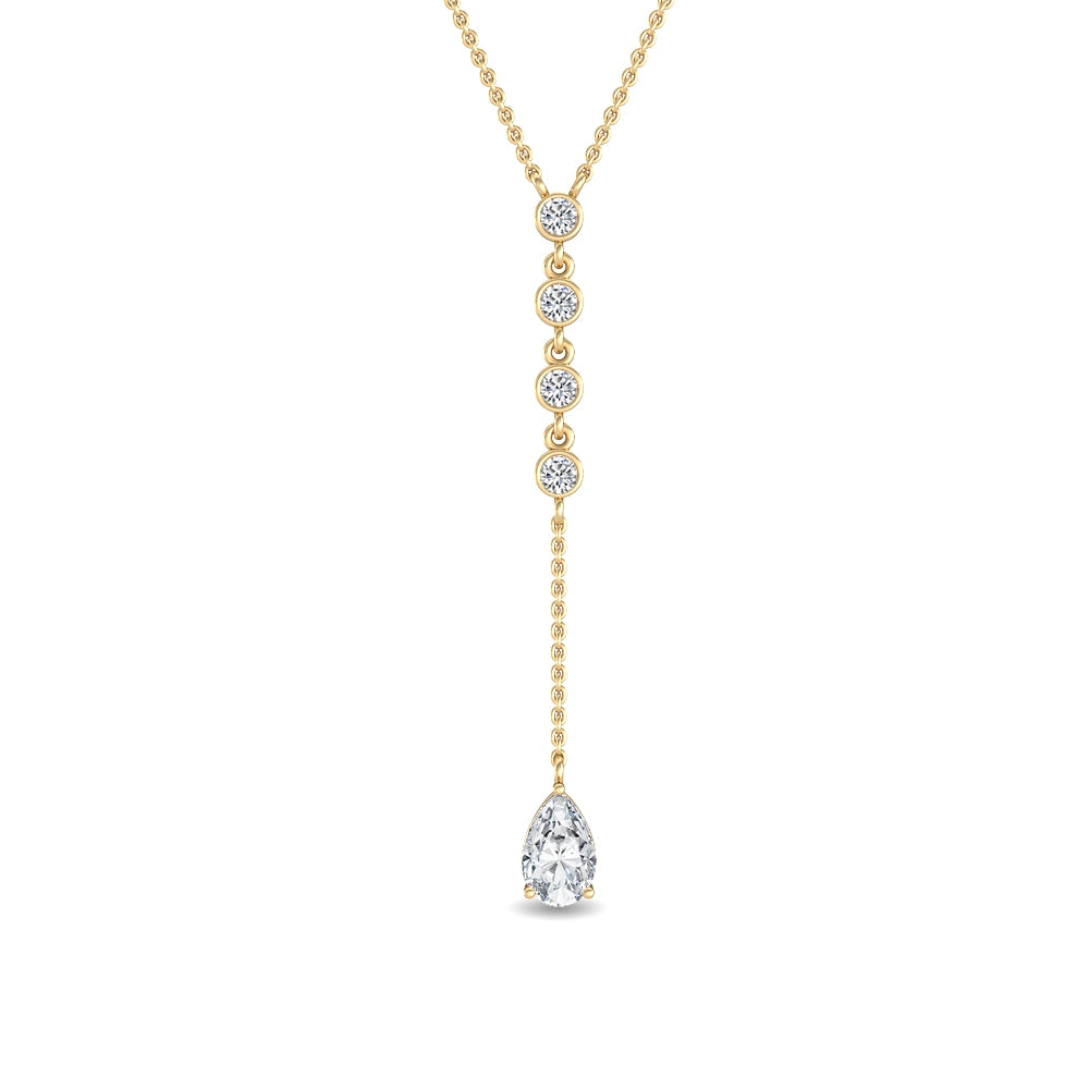 0.75ct Round and Pear Lab Grown Diamond Lariat Necklace