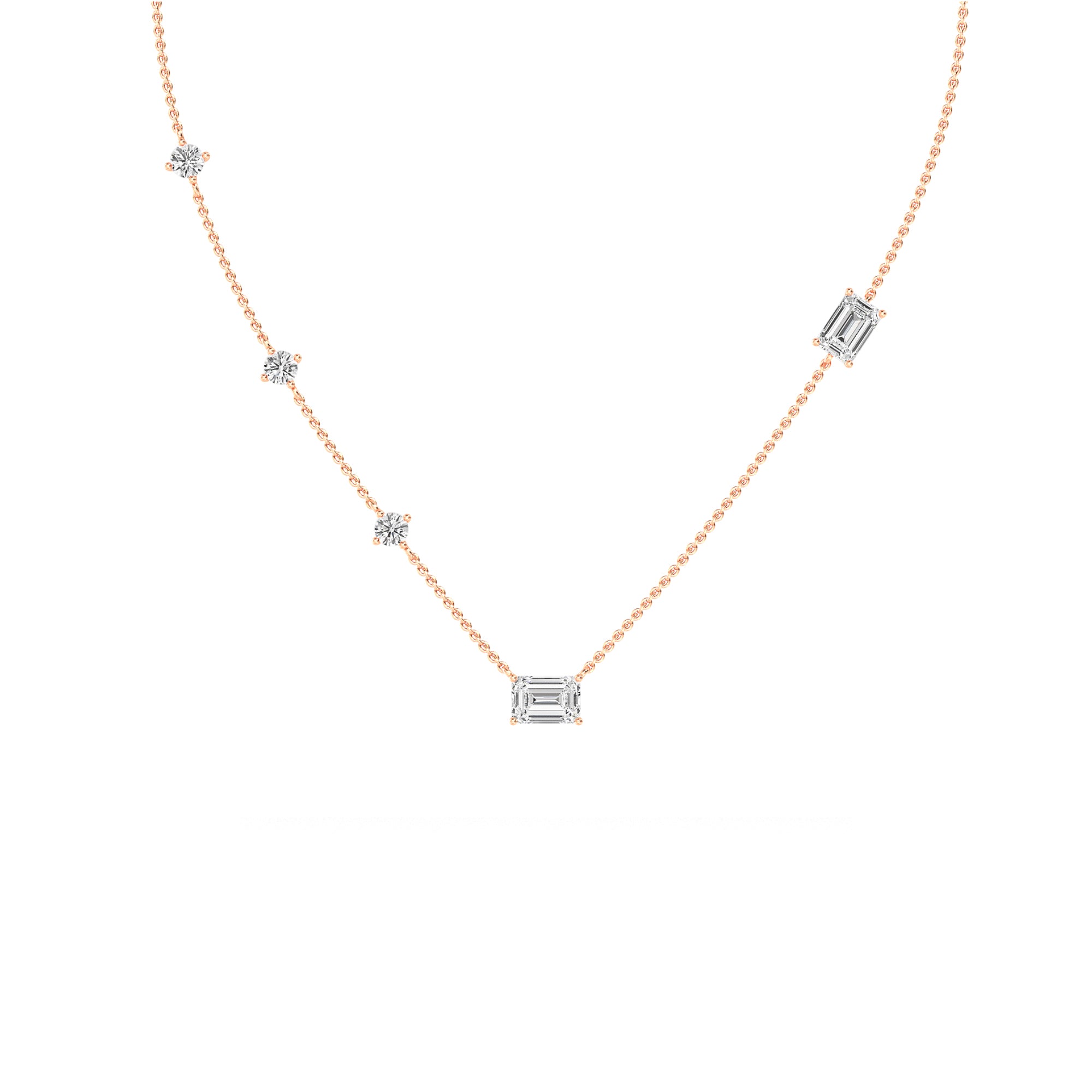 2.50ct Emerald cut Lab Grown Diamond Station Necklace