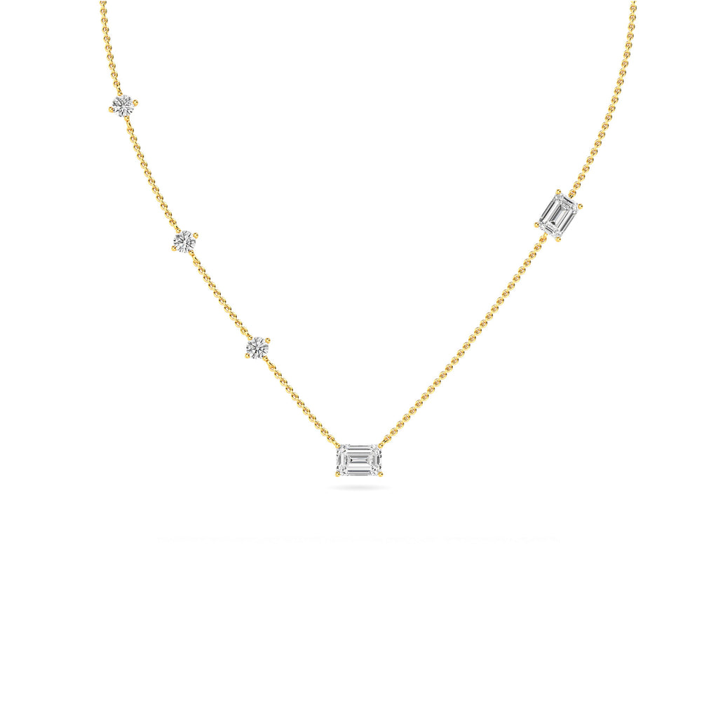 2.50ct Emerald cut Lab Grown Diamond Station Necklace