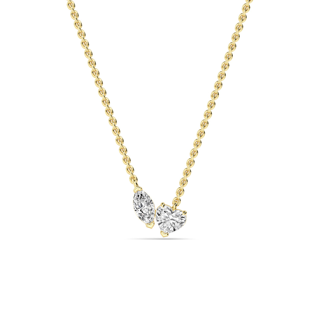 0.88ctw Heart and Marquise Lab Grown Diamond Toi et Moi Necklace